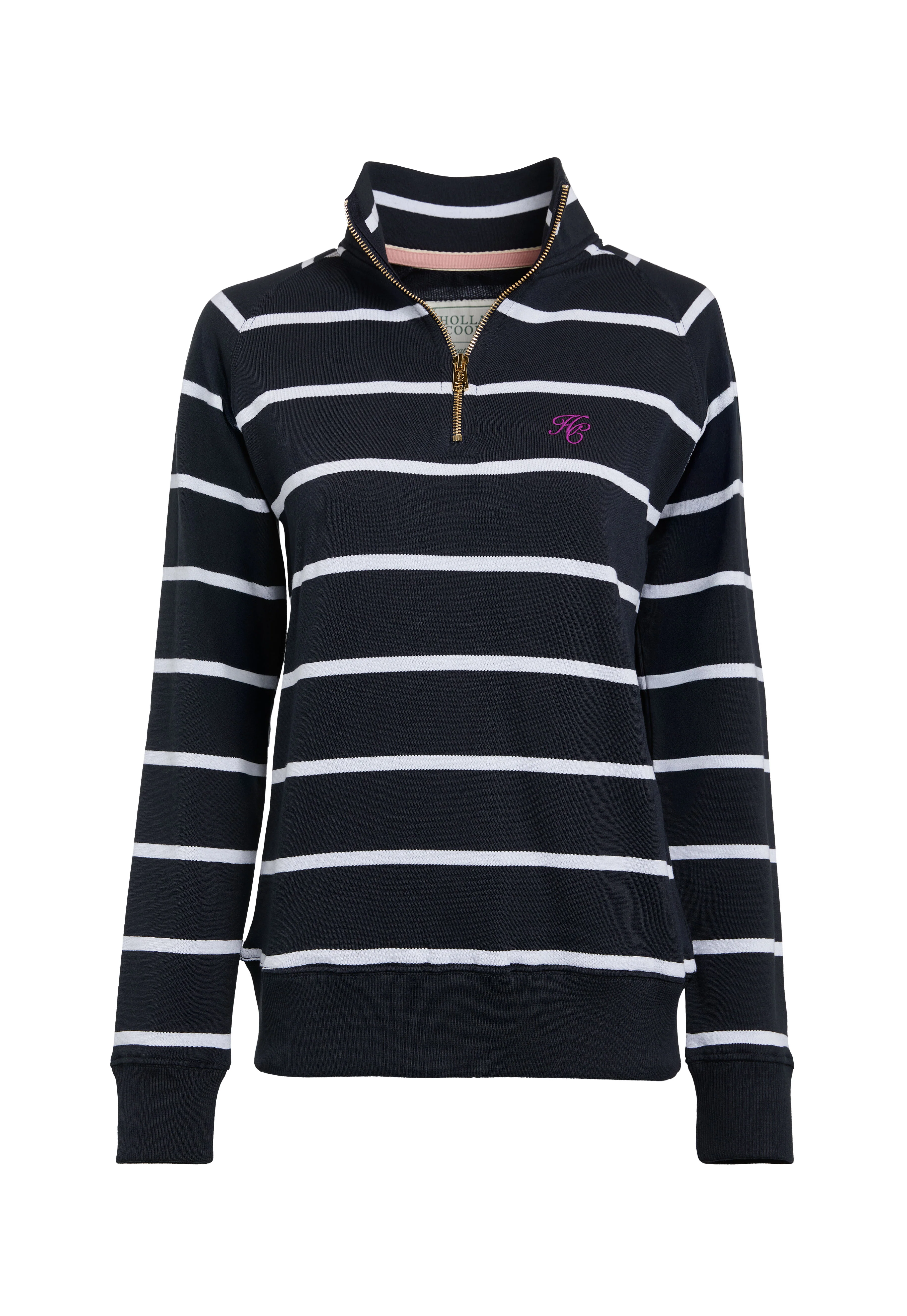 Kingham Quarter Zip Neck Sweat (Ink Navy Stripe)