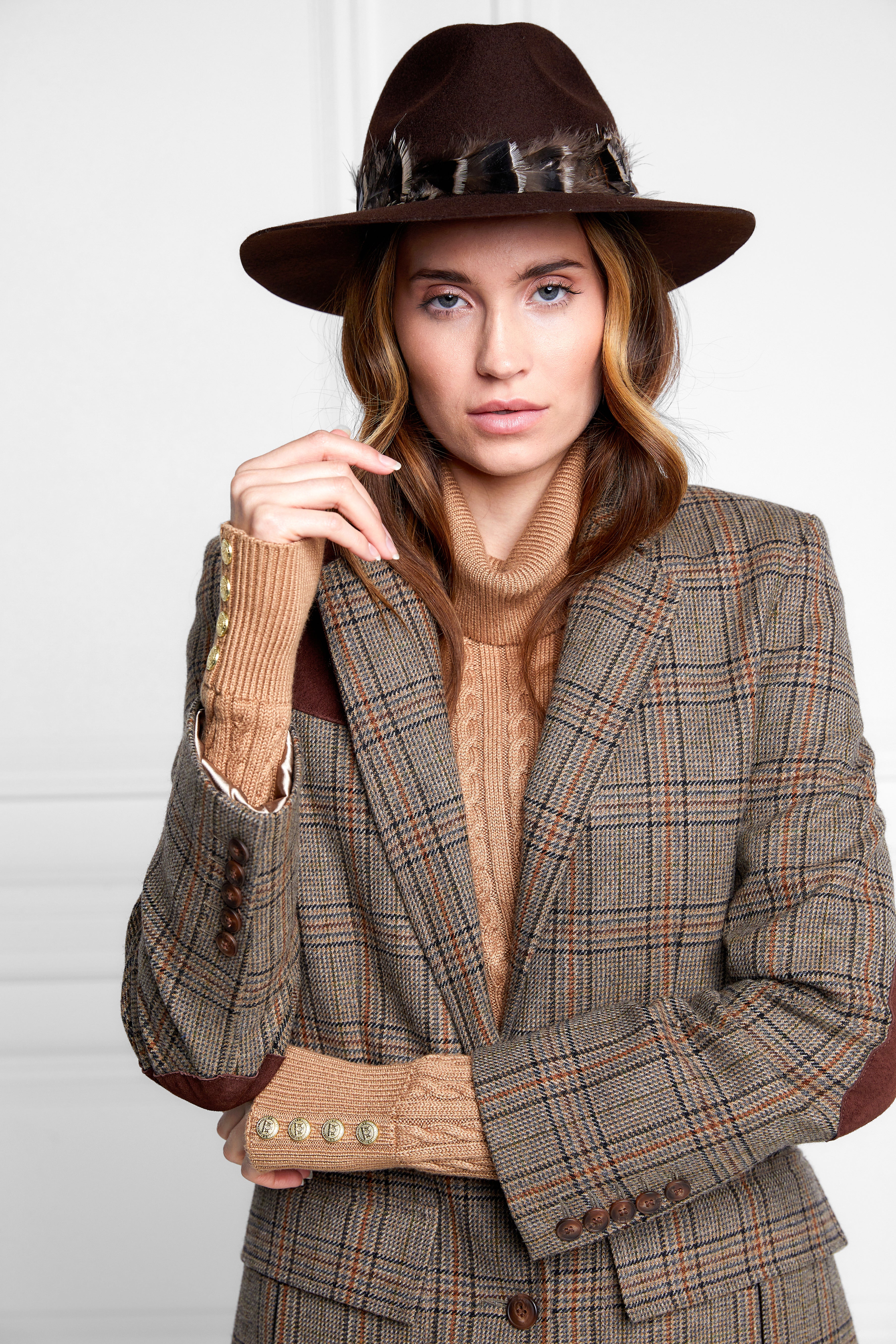 Trilby Hat Iridescent Feather Band (Chocolate)