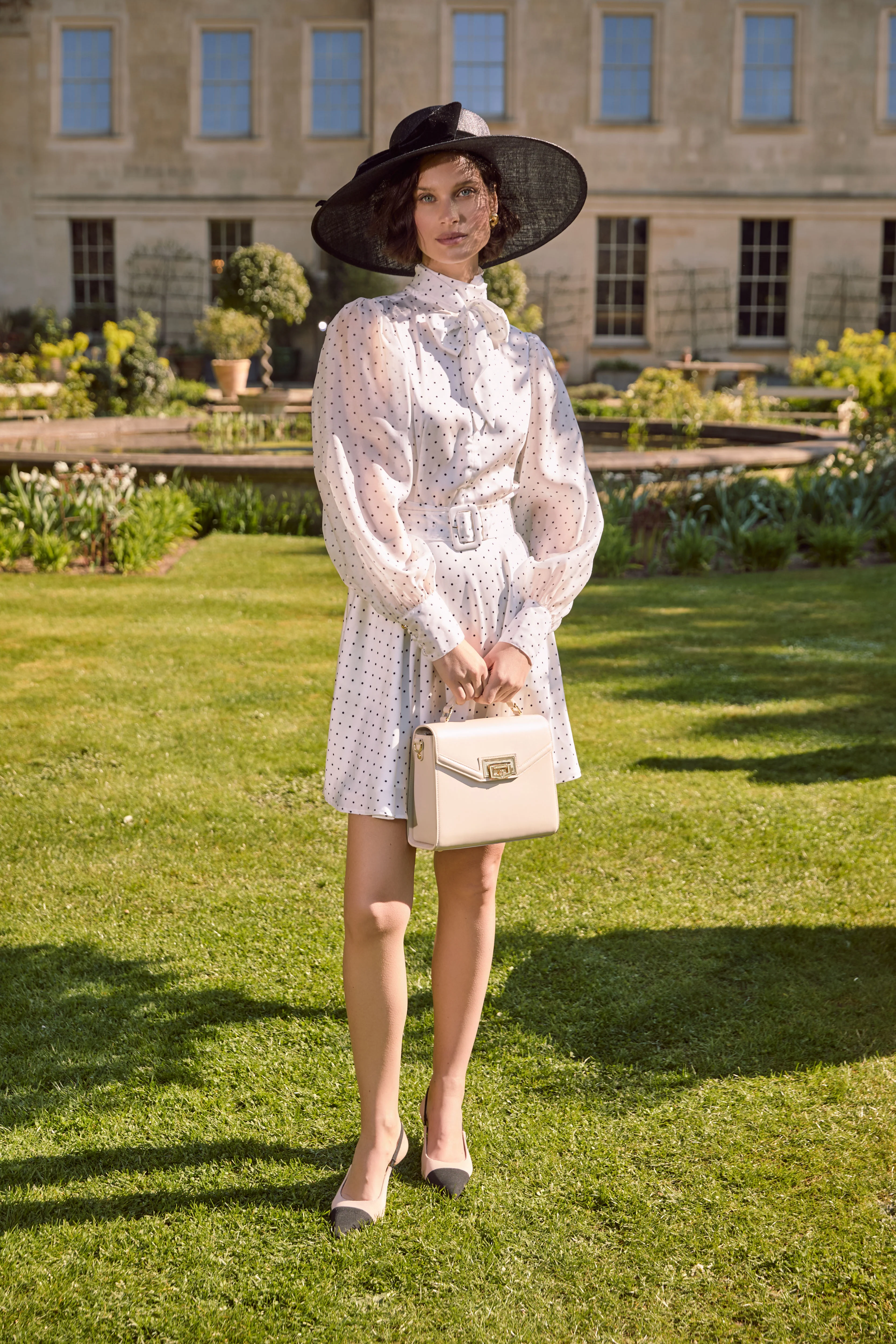 Ariella Mini Dress (White Polka Dot)