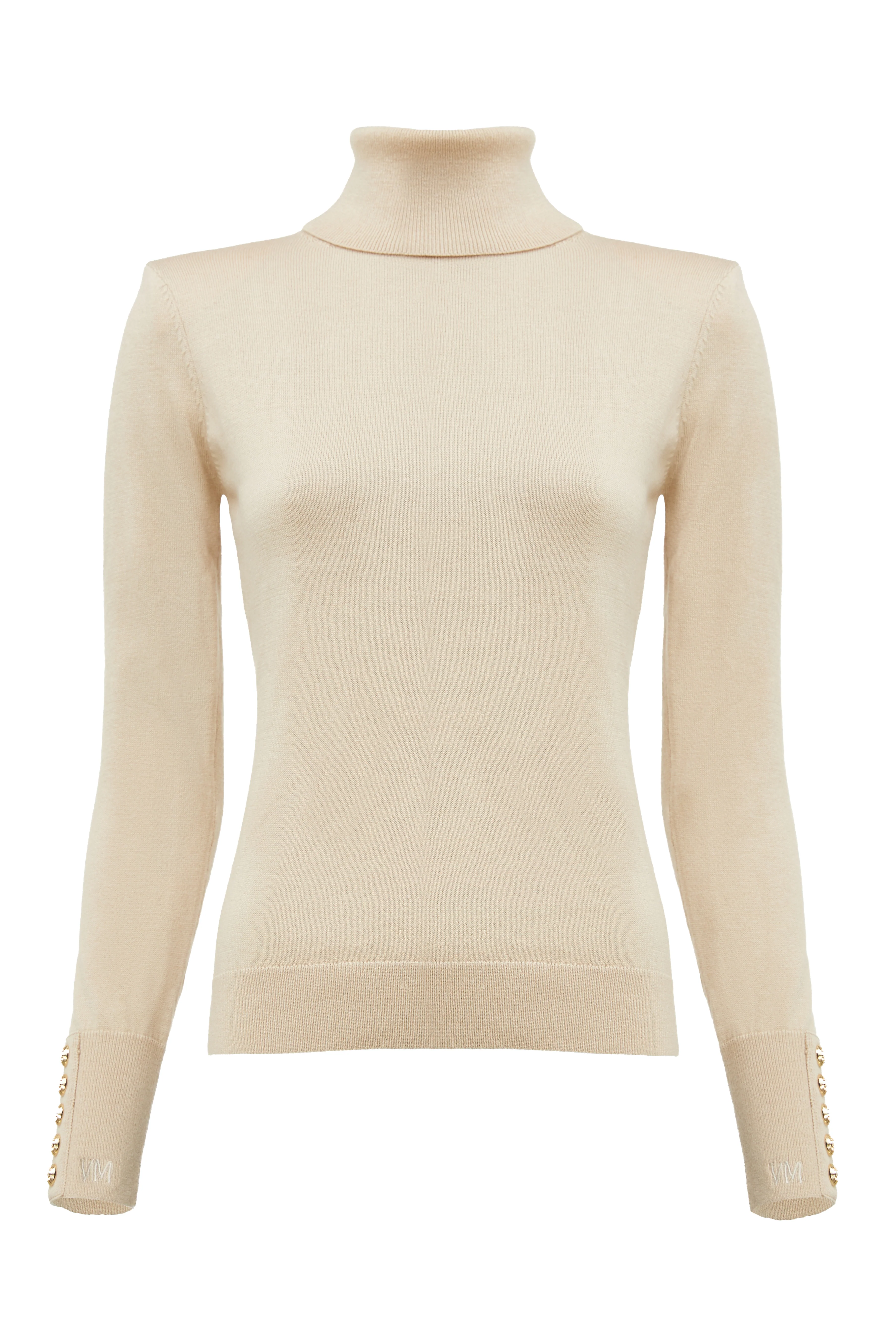 Victoria Cashmere Roll Neck (Stone)
