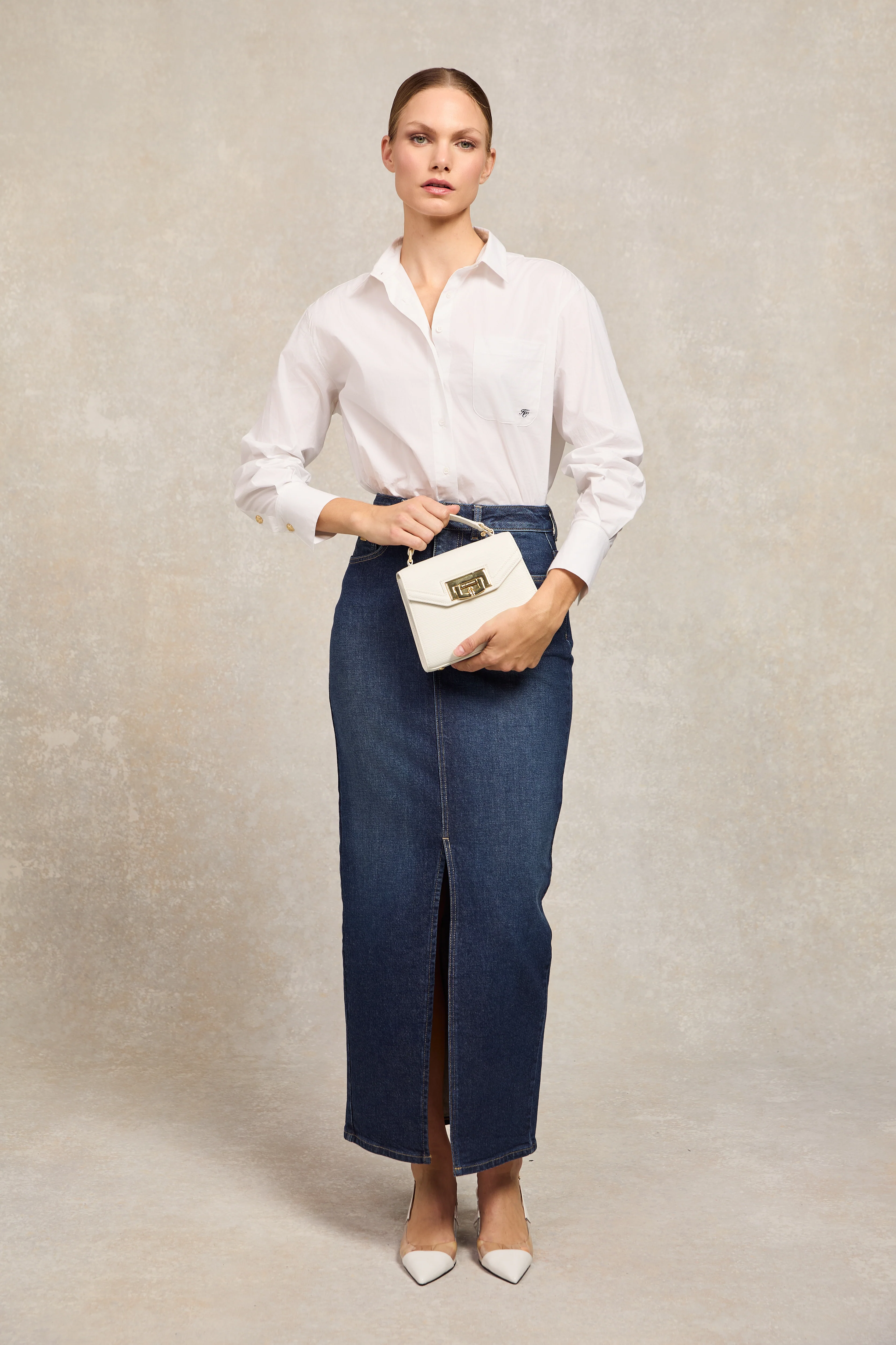 Denim Maxi Skirt (Deep Indigo)