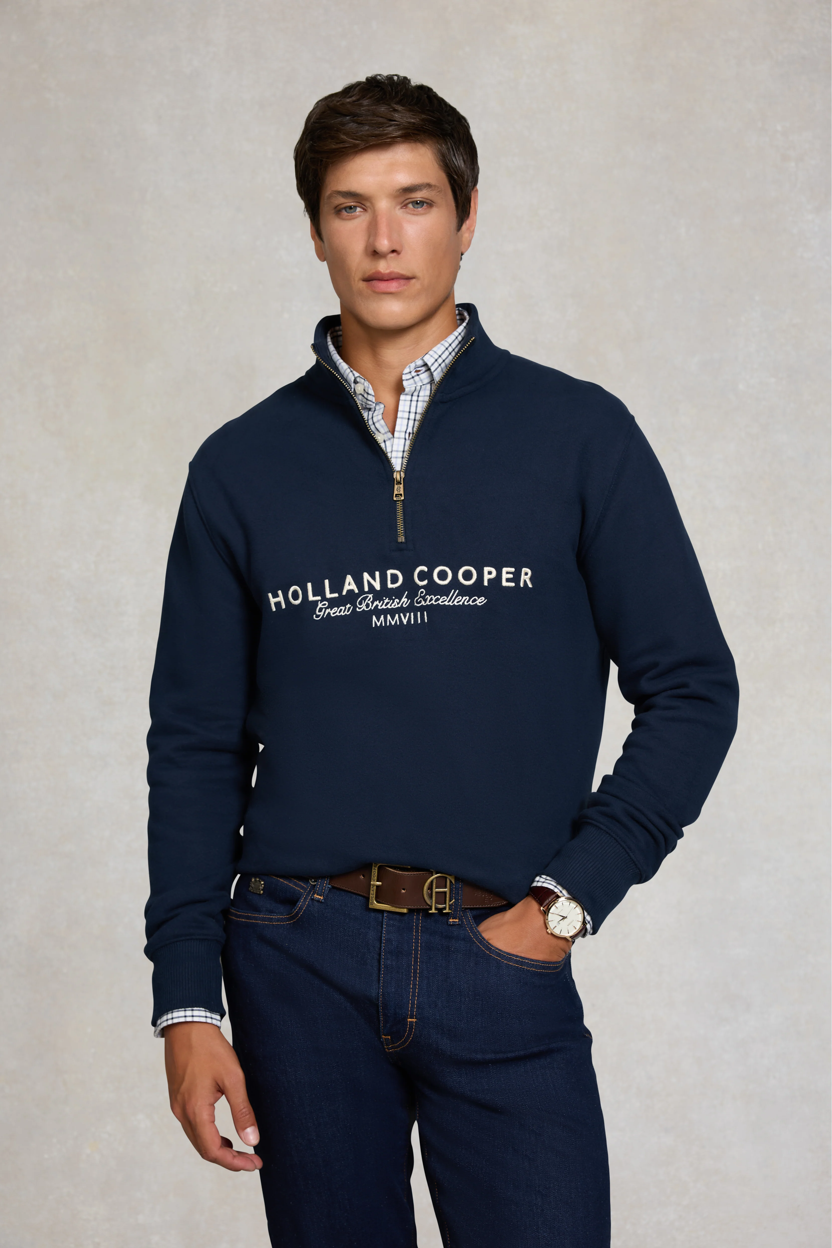 Men's Sporting Goods Zip Henley (Ink Navy)