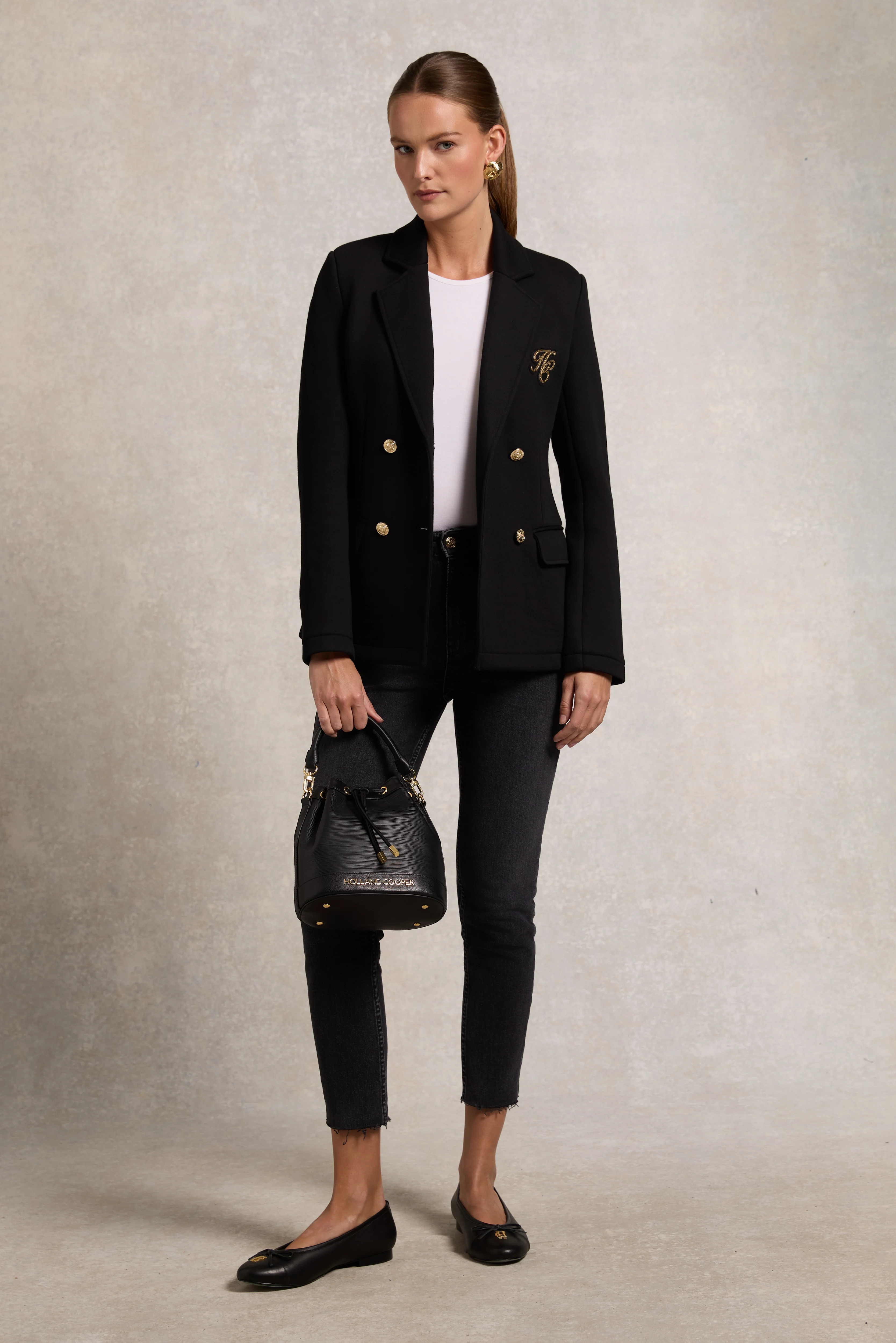 Henley Double Breasted Blazer (Black)