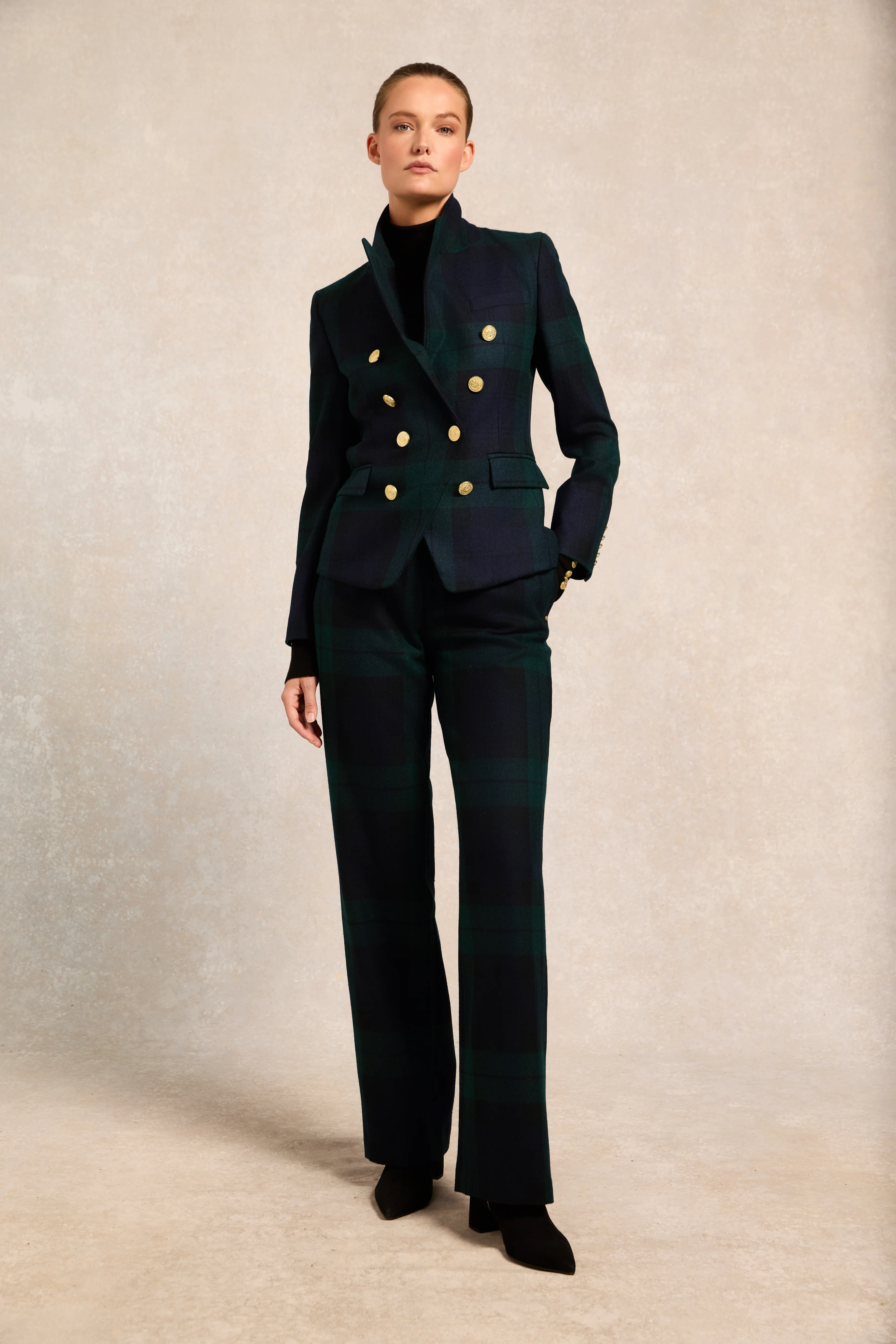 High Waisted Straight Trouser (Blackwatch)