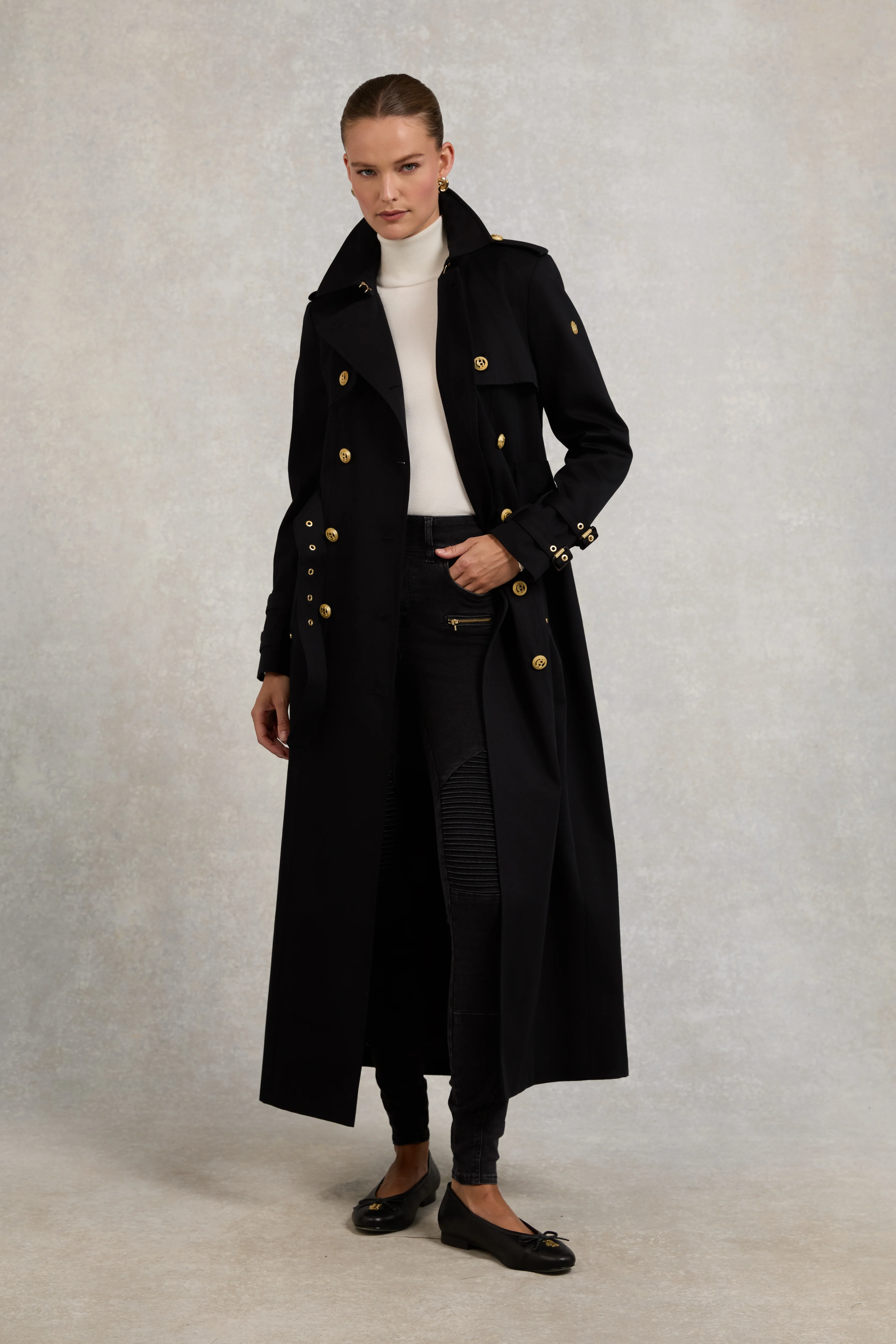 Gatcombe Full Length Trench Coat (Black)