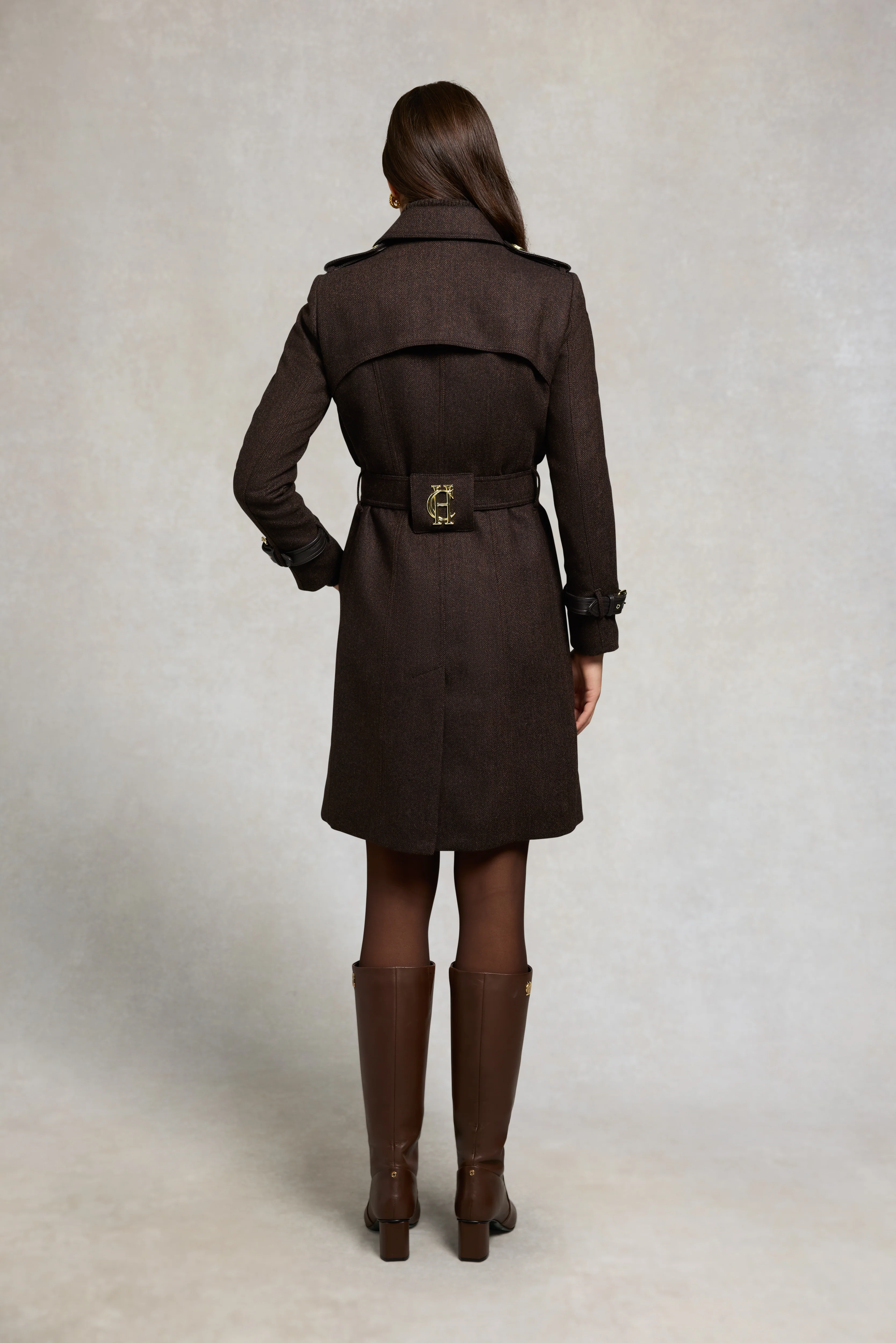 Marlborough Trench Coat (Chocolate Herringbone)
