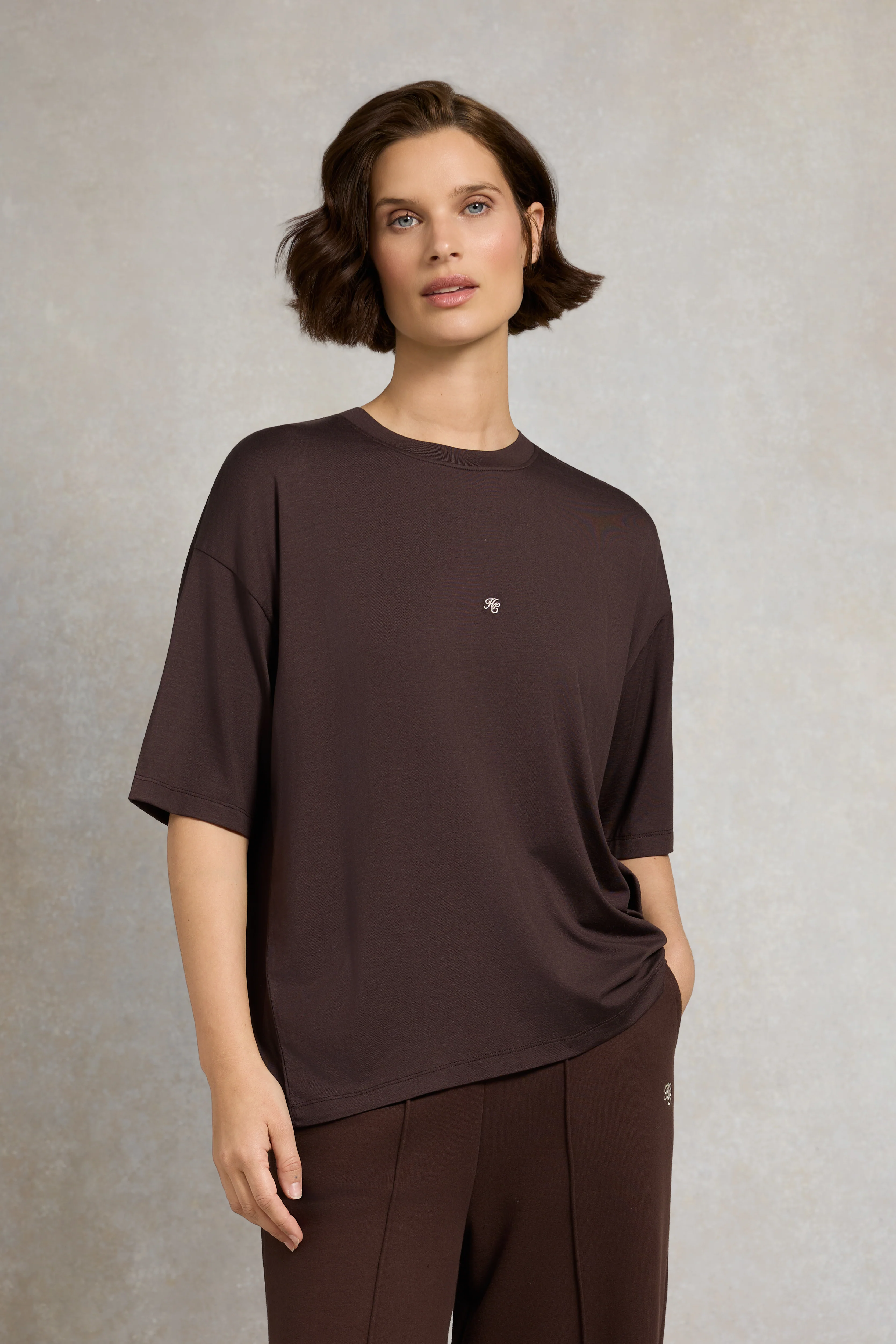 Oversized Monogram Tee (Walnut)