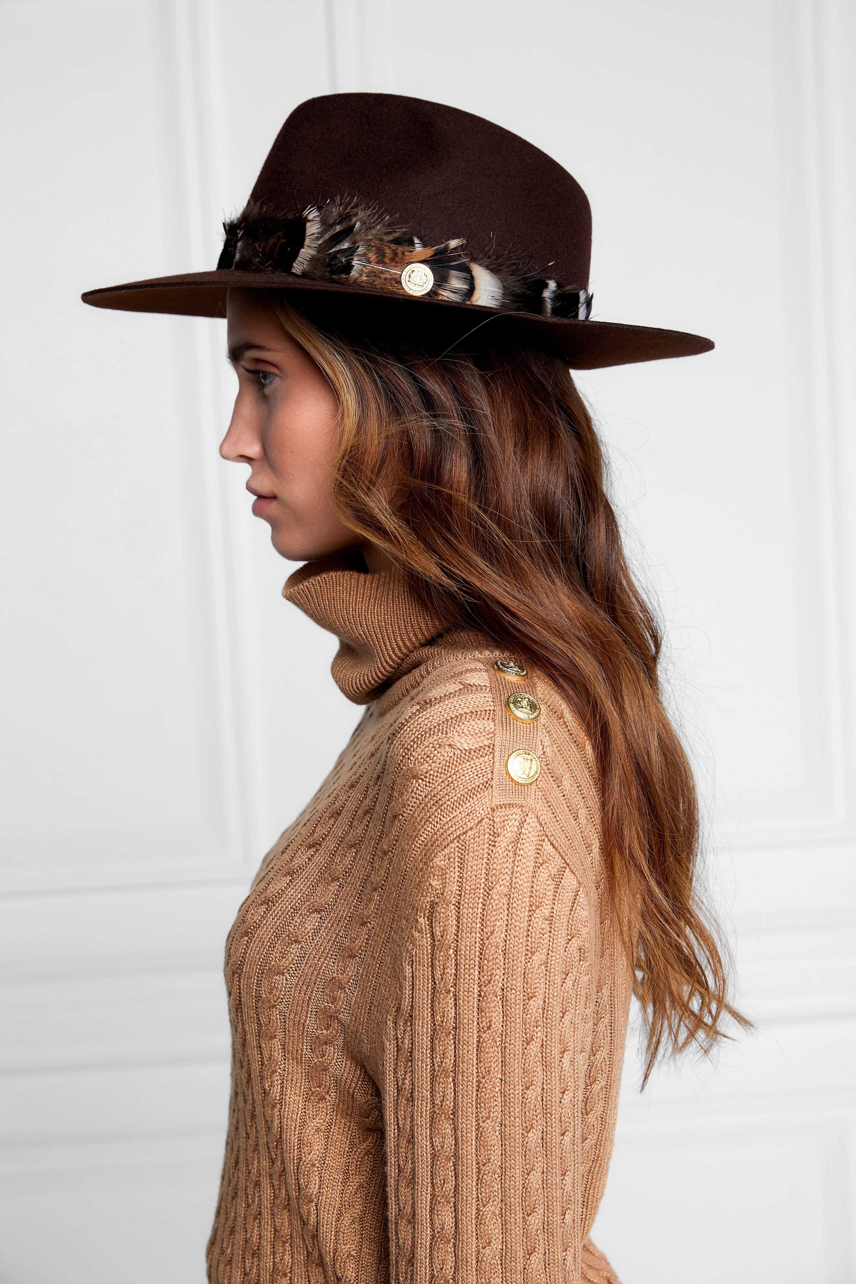 Trilby Hat Iridescent Feather Band (Chocolate)