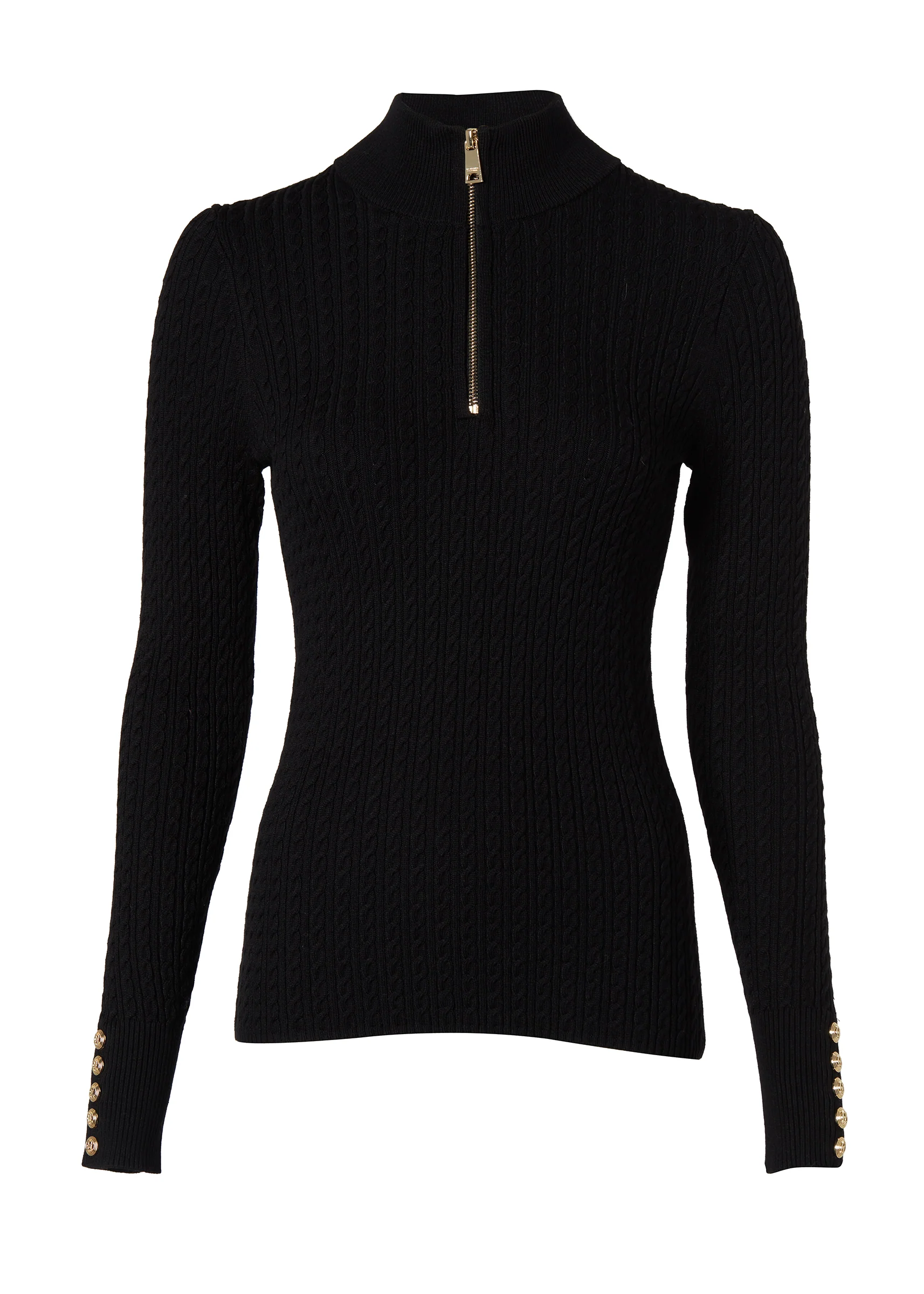 Ava Quarter Zip Knit (Black)