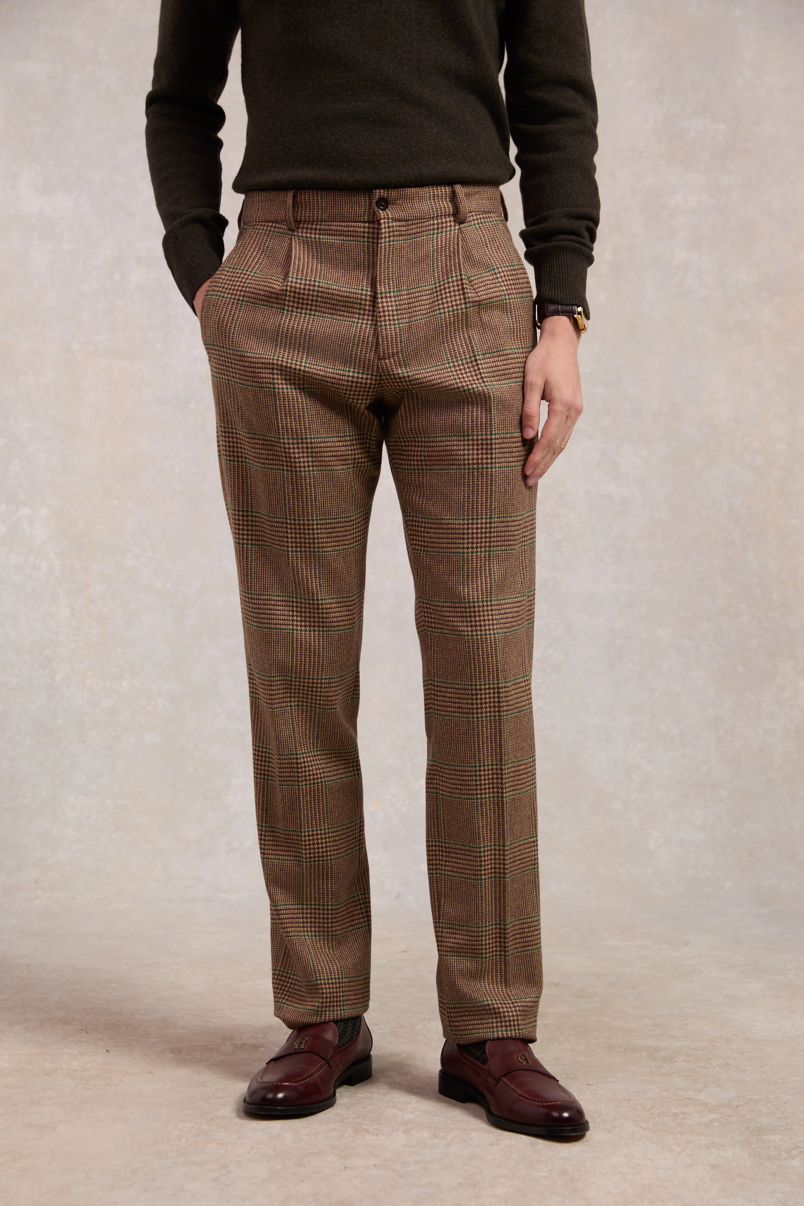 The Classic Trouser (Clarence Check Forest)