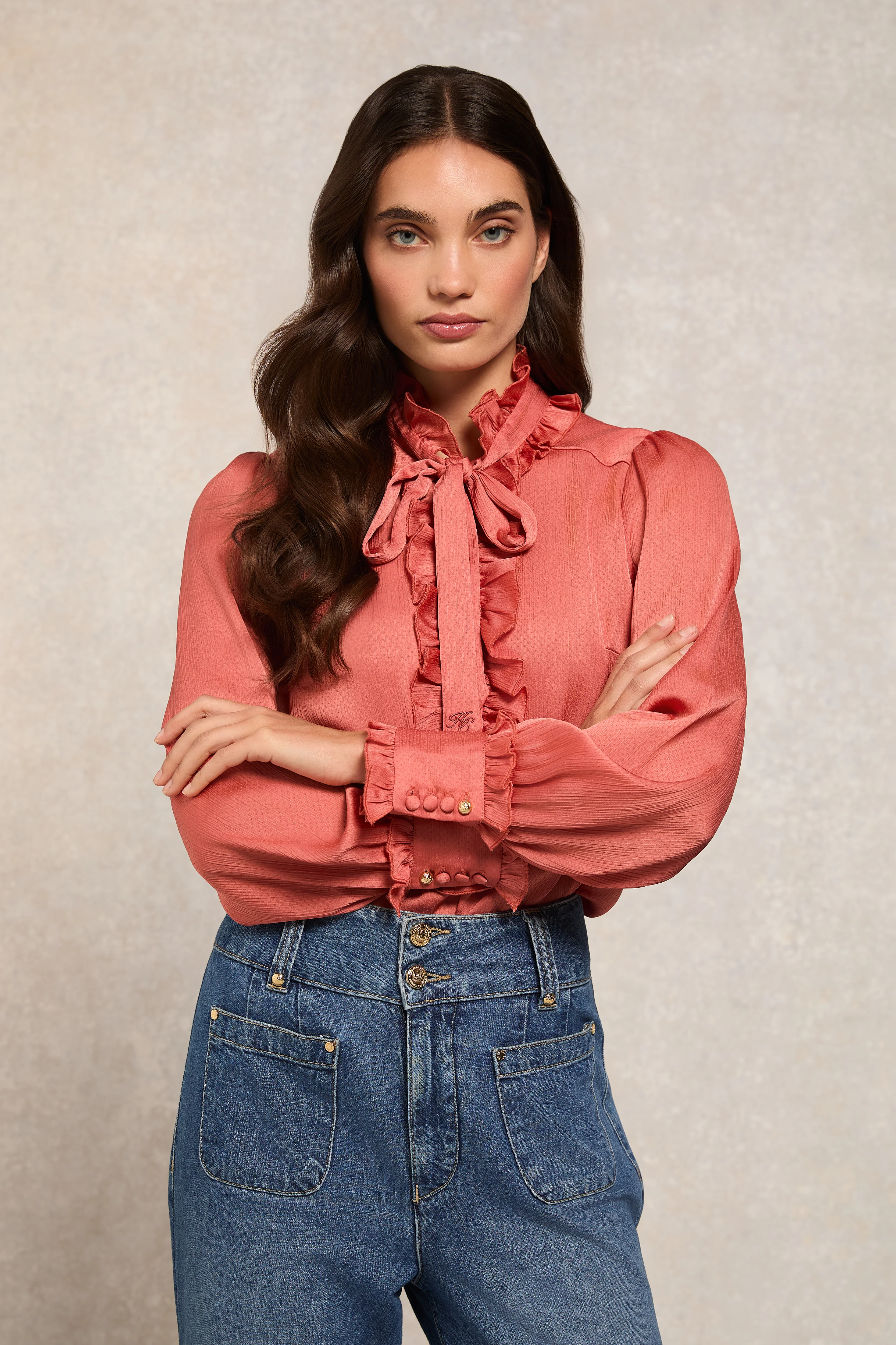 Rebecca Ruffle Blouse (Cinder Rose)