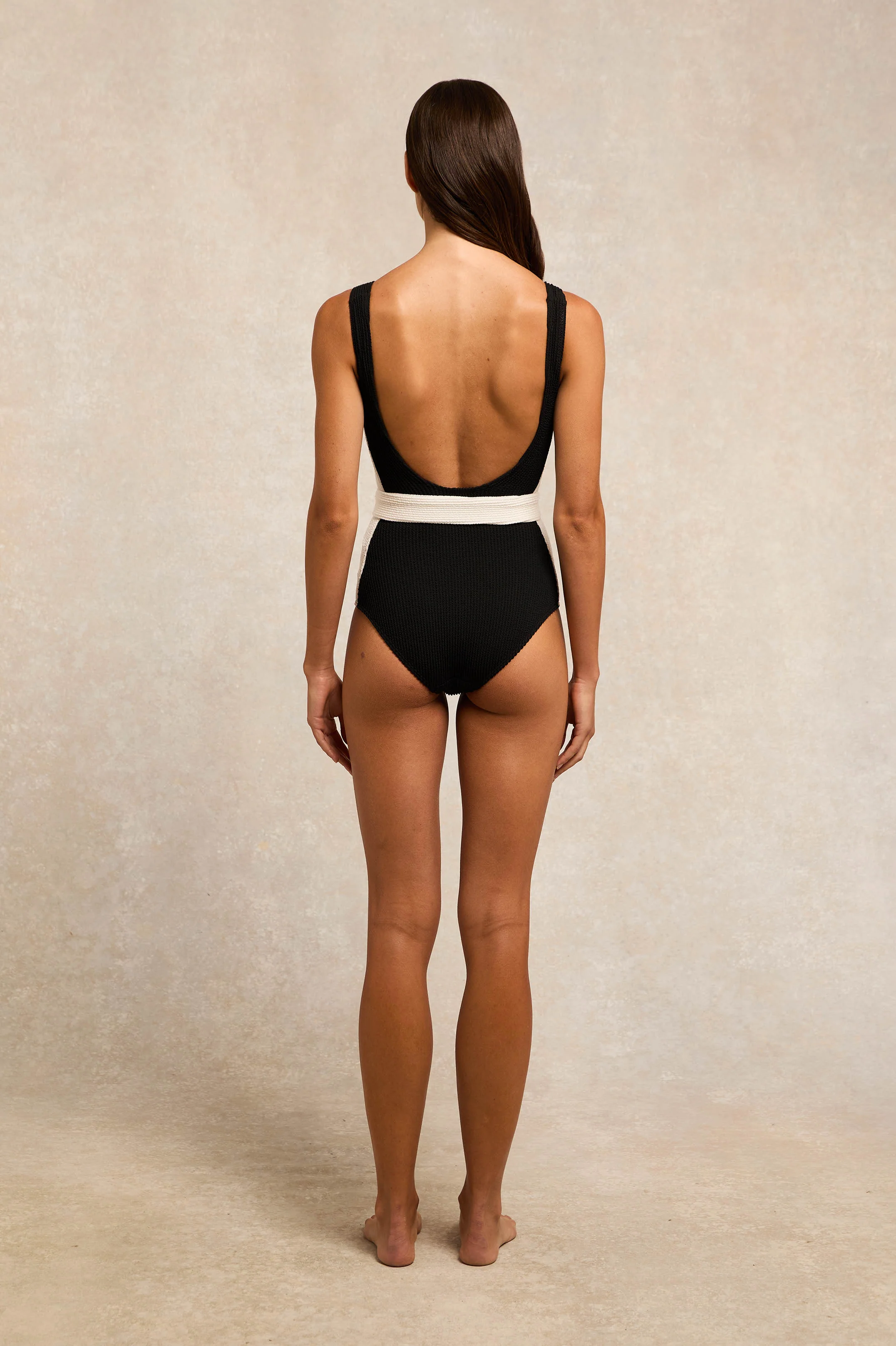 Classic Belted Swimsuit (Black)