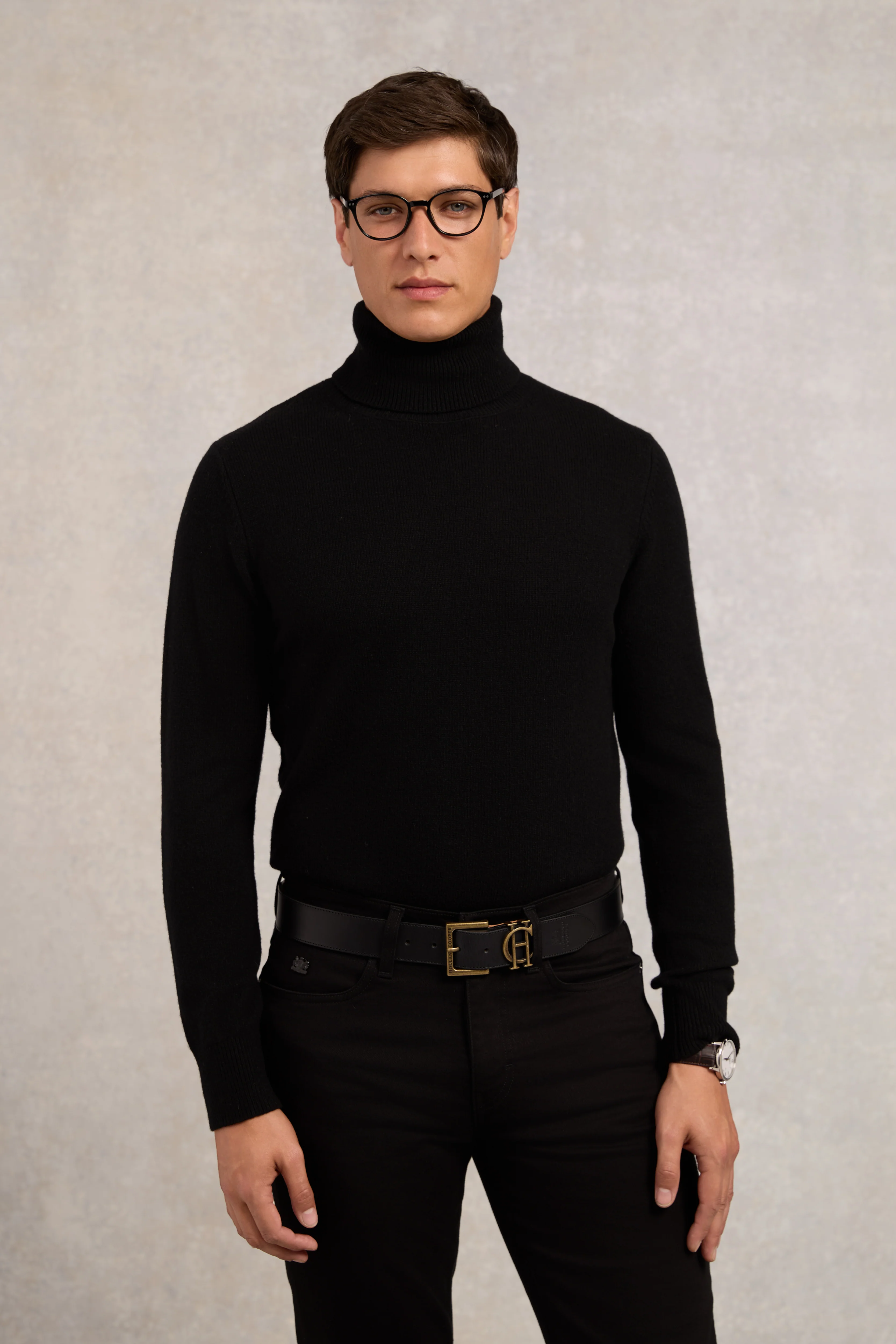 Fine Roll Neck Knit (Black)