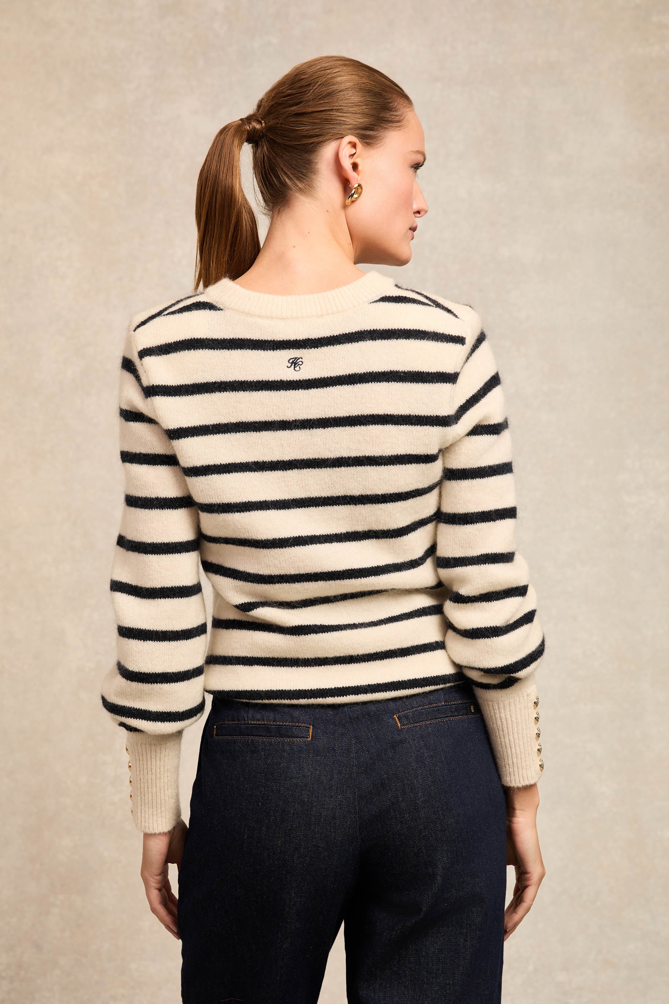 Isla Crew Neck Knit (Natural Stripe)