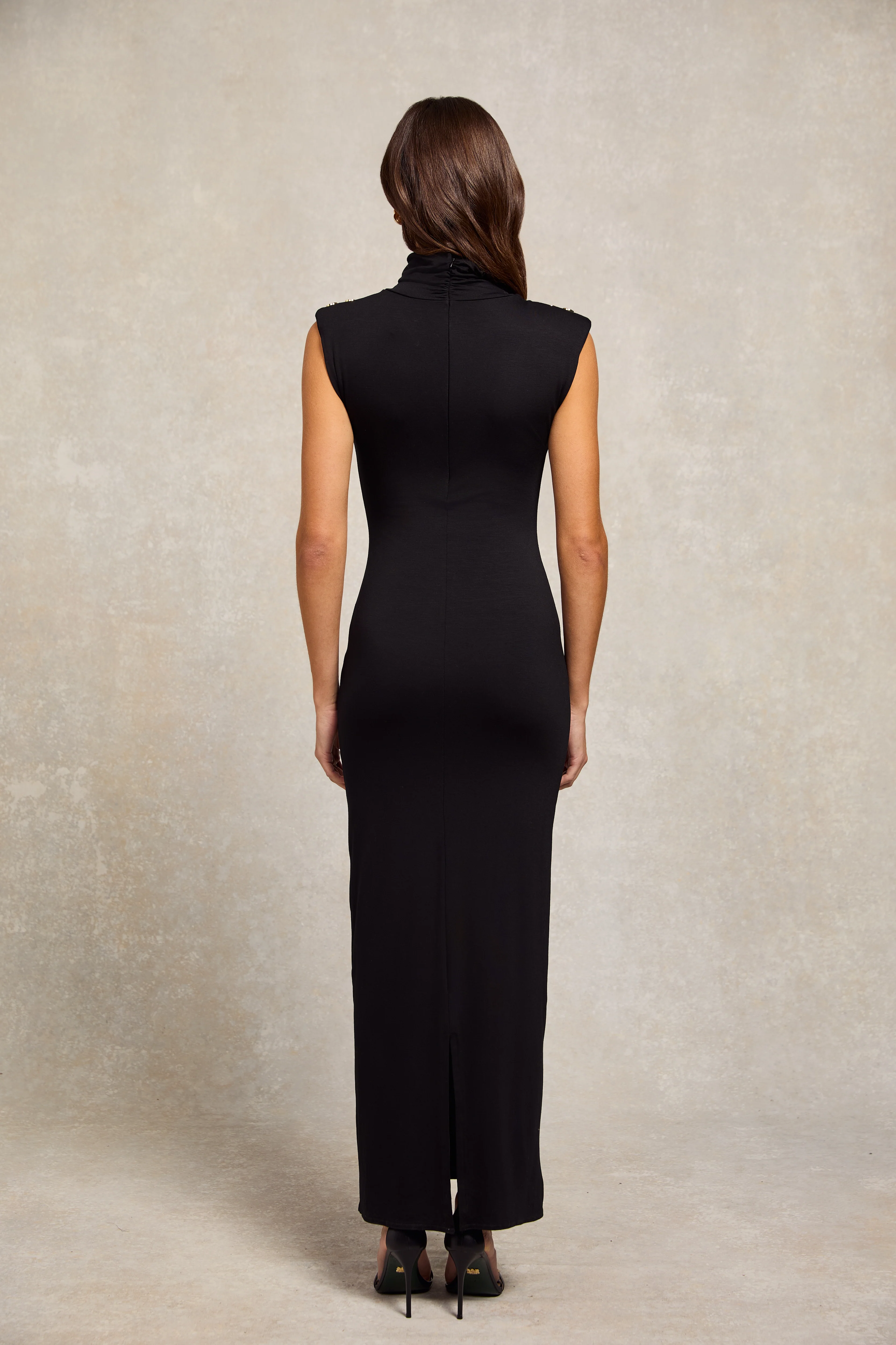 Harper High Neck Maxi Dress (Black)