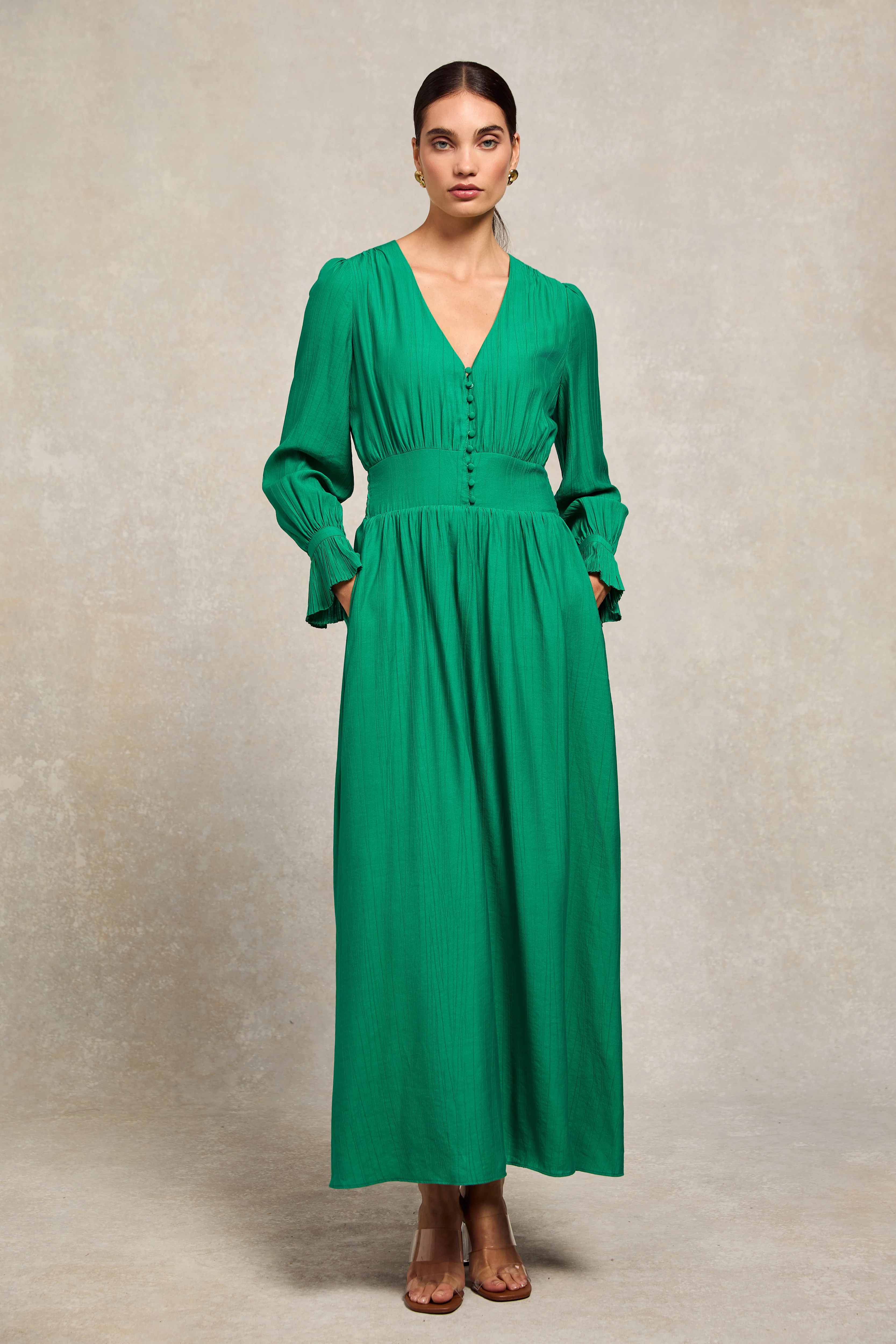 Phoebe V-Neck Maxi Dress (Jewel Green)