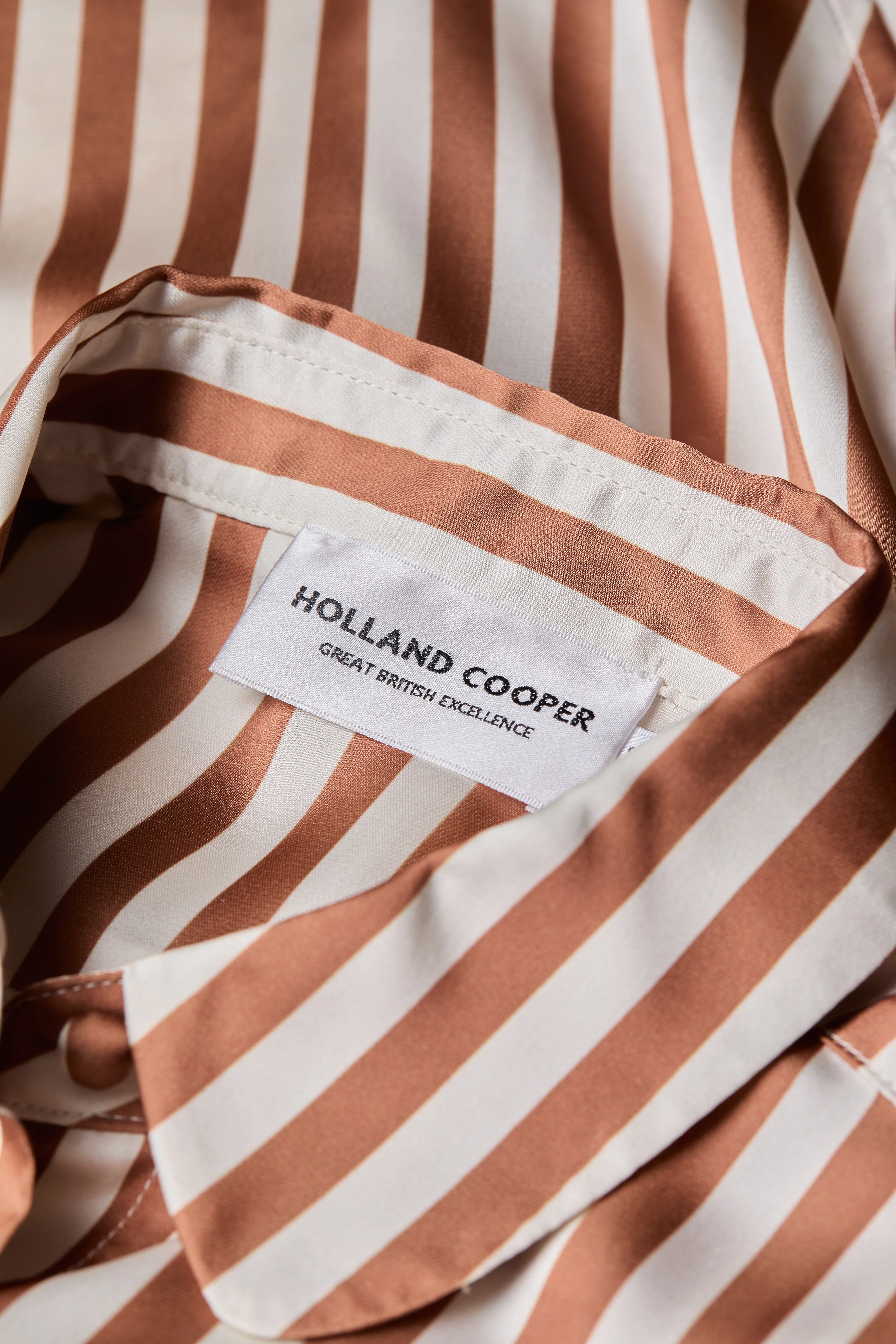 Isla Satin Shirt (Terracotta Stripe)
