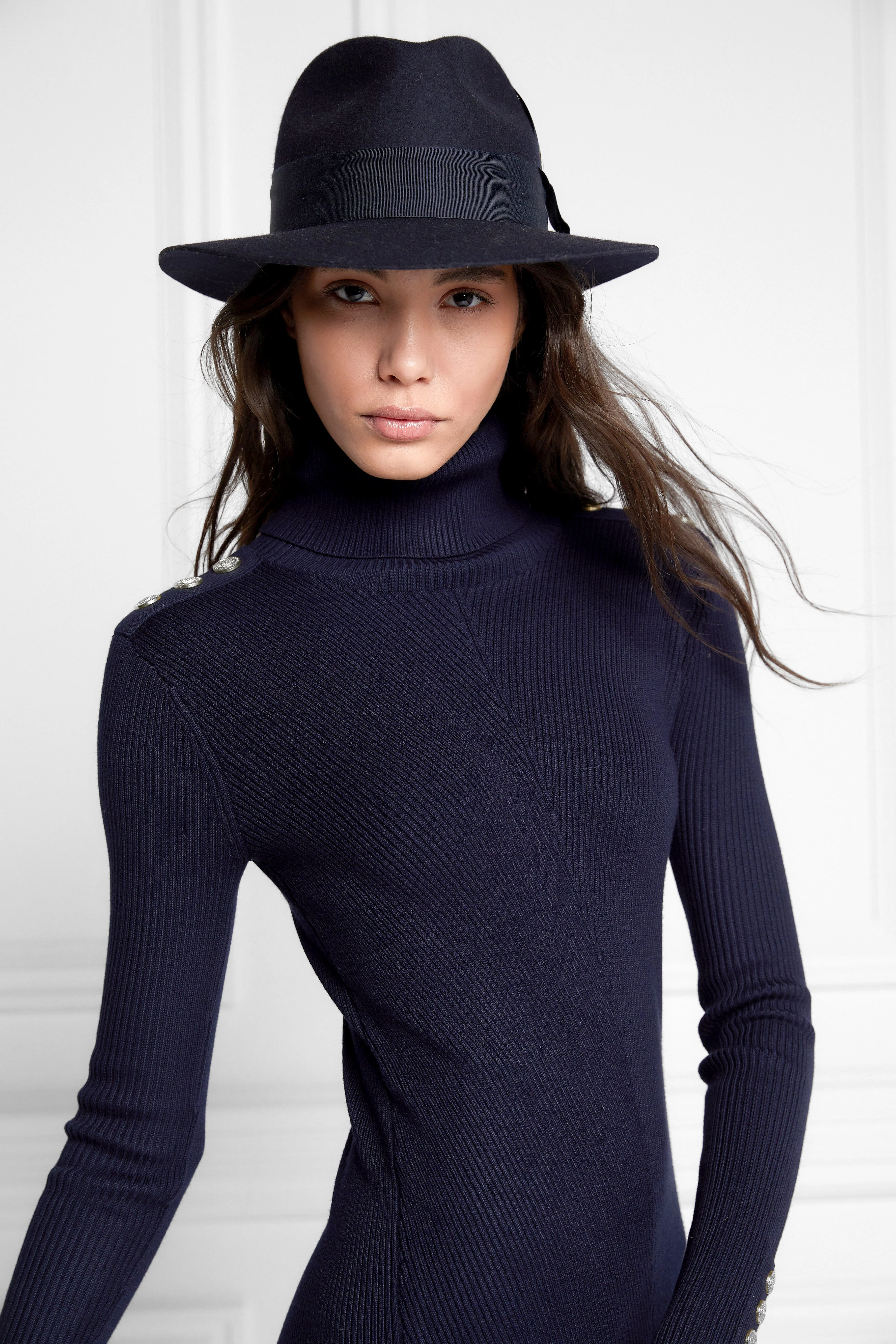 Trilby Hat Spot Feather (Ink Navy)