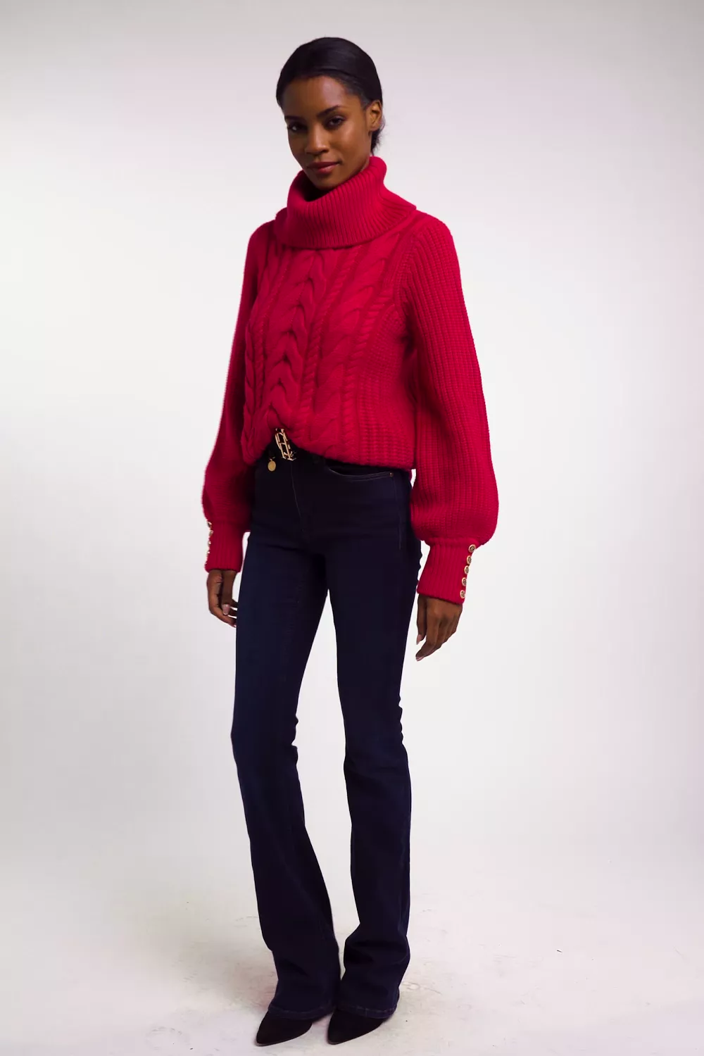 Corded Roll Neck Knit (Raspberry)