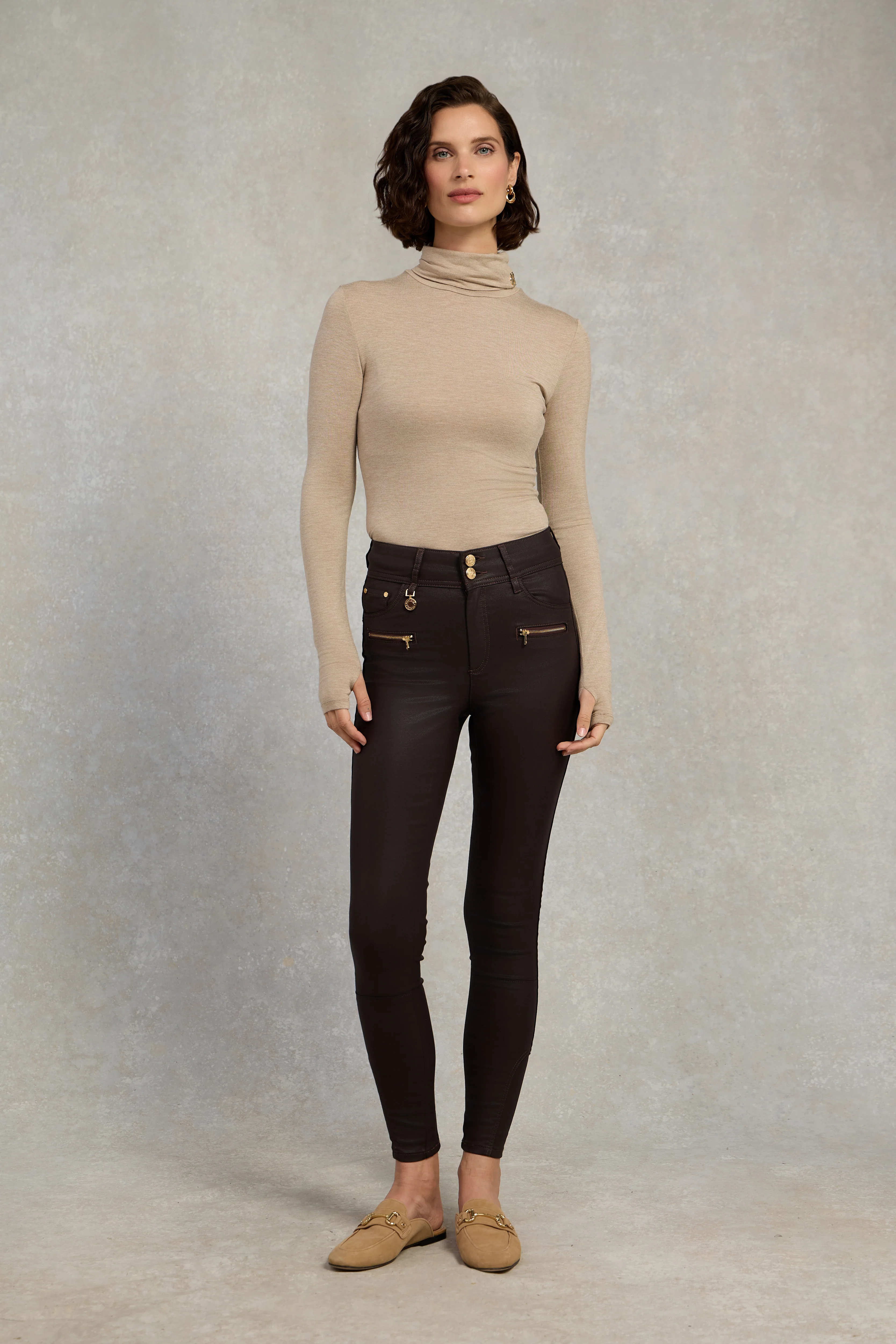 Coated Jodhpur Jean (Chocolate)