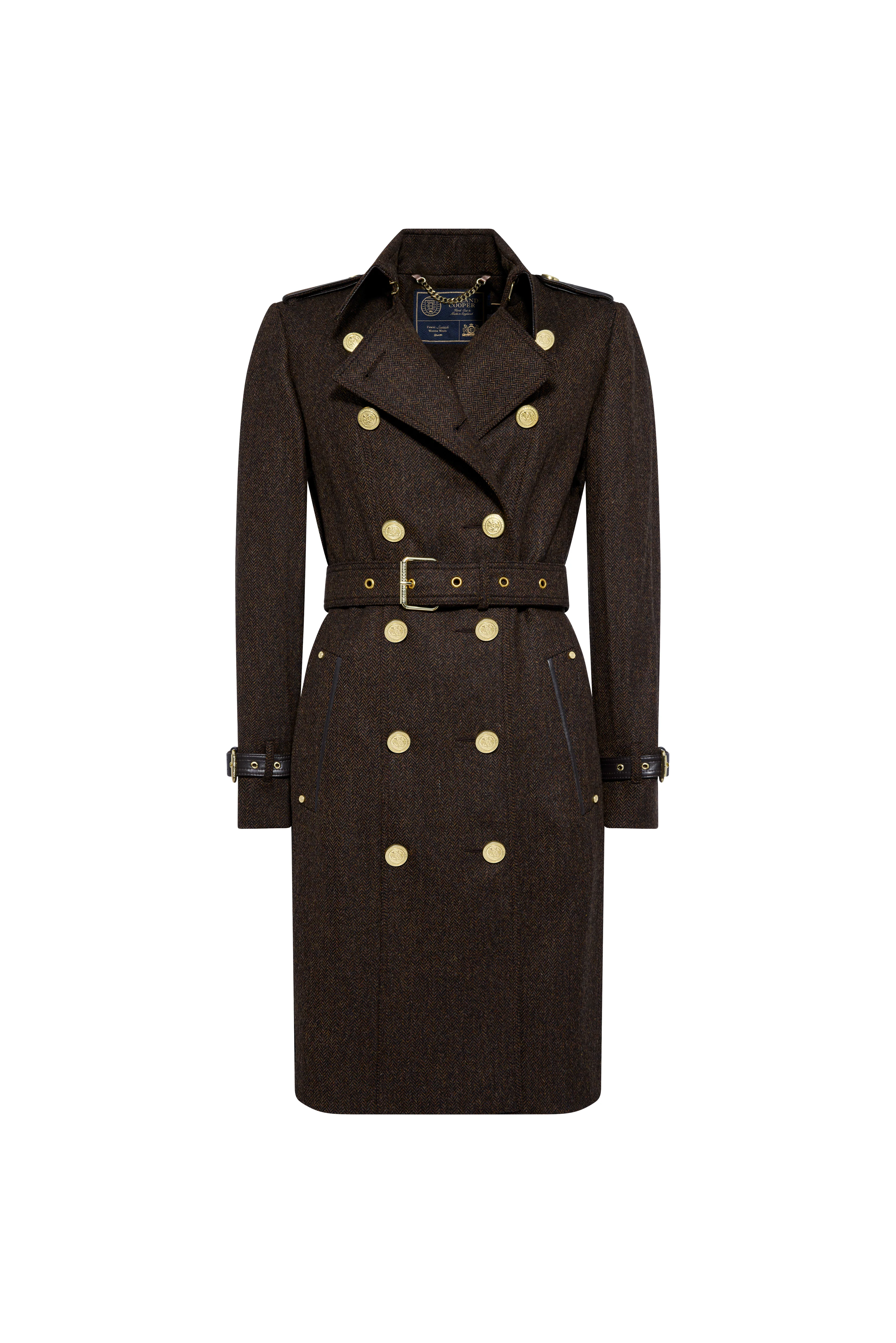 Marlborough Trench Coat (Chocolate Herringbone)