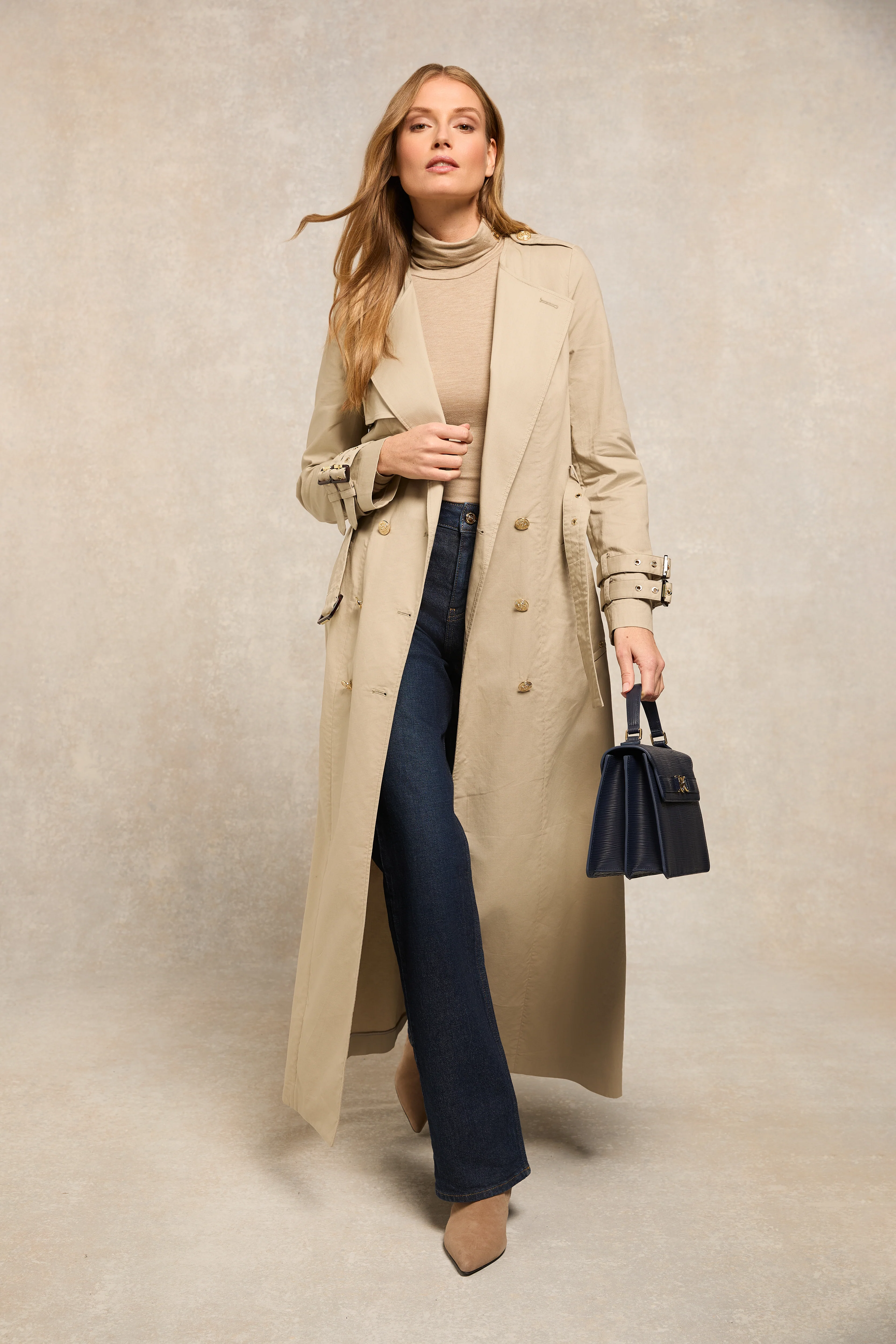 Collarless Trench Coat (French Grey)