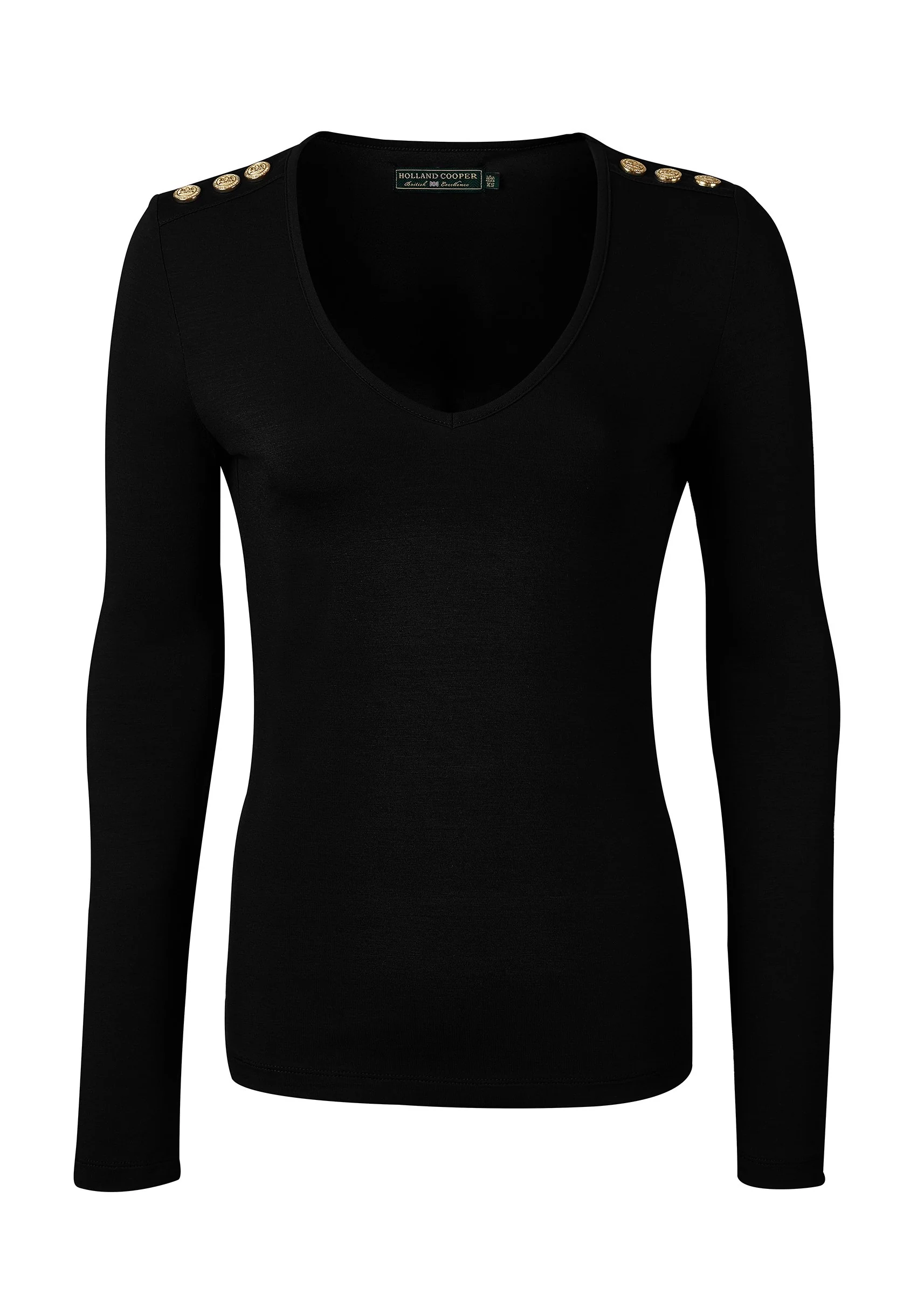 Long Sleeve V-Neck Tee (Black)