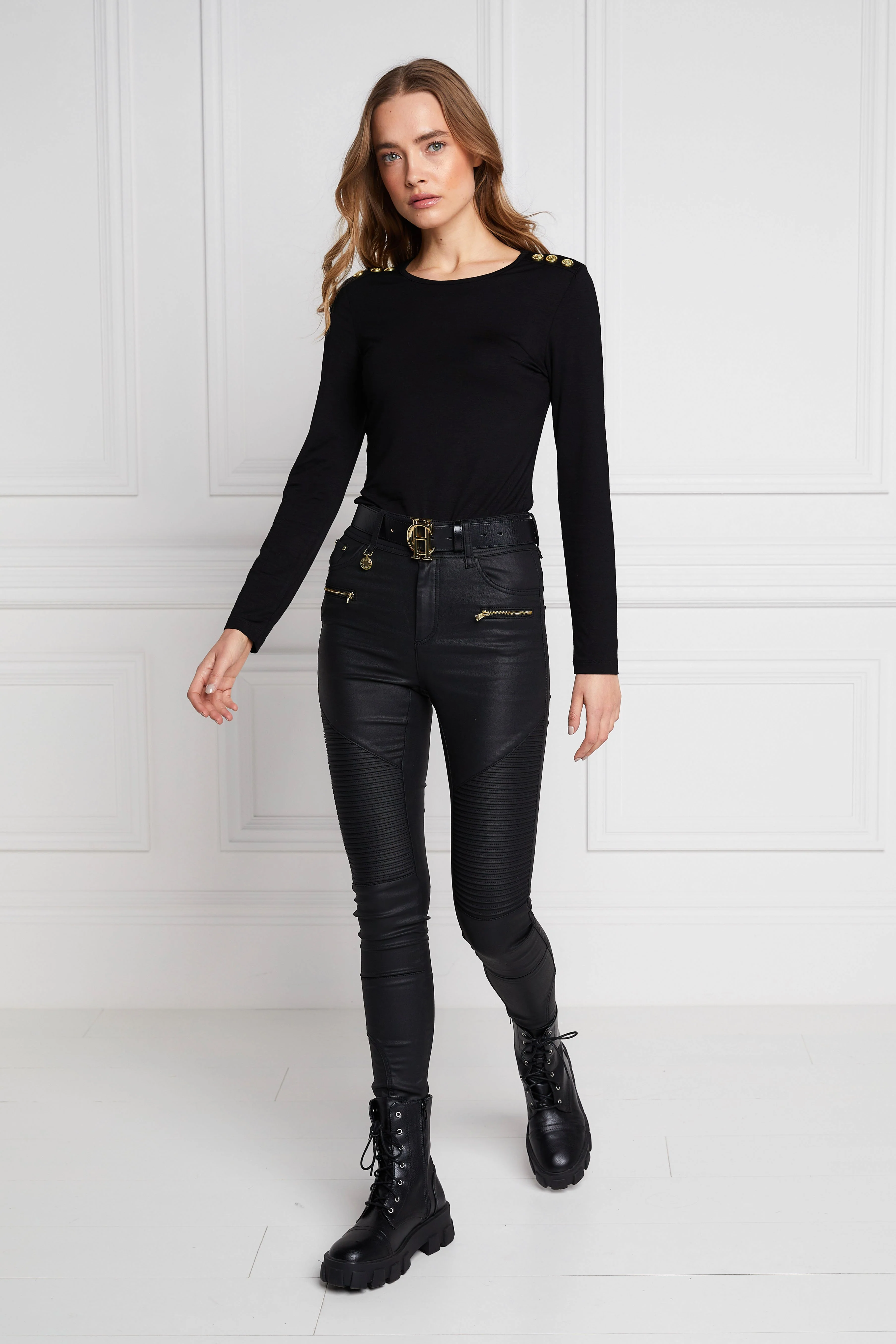 Coated Biker Jean (Black)
