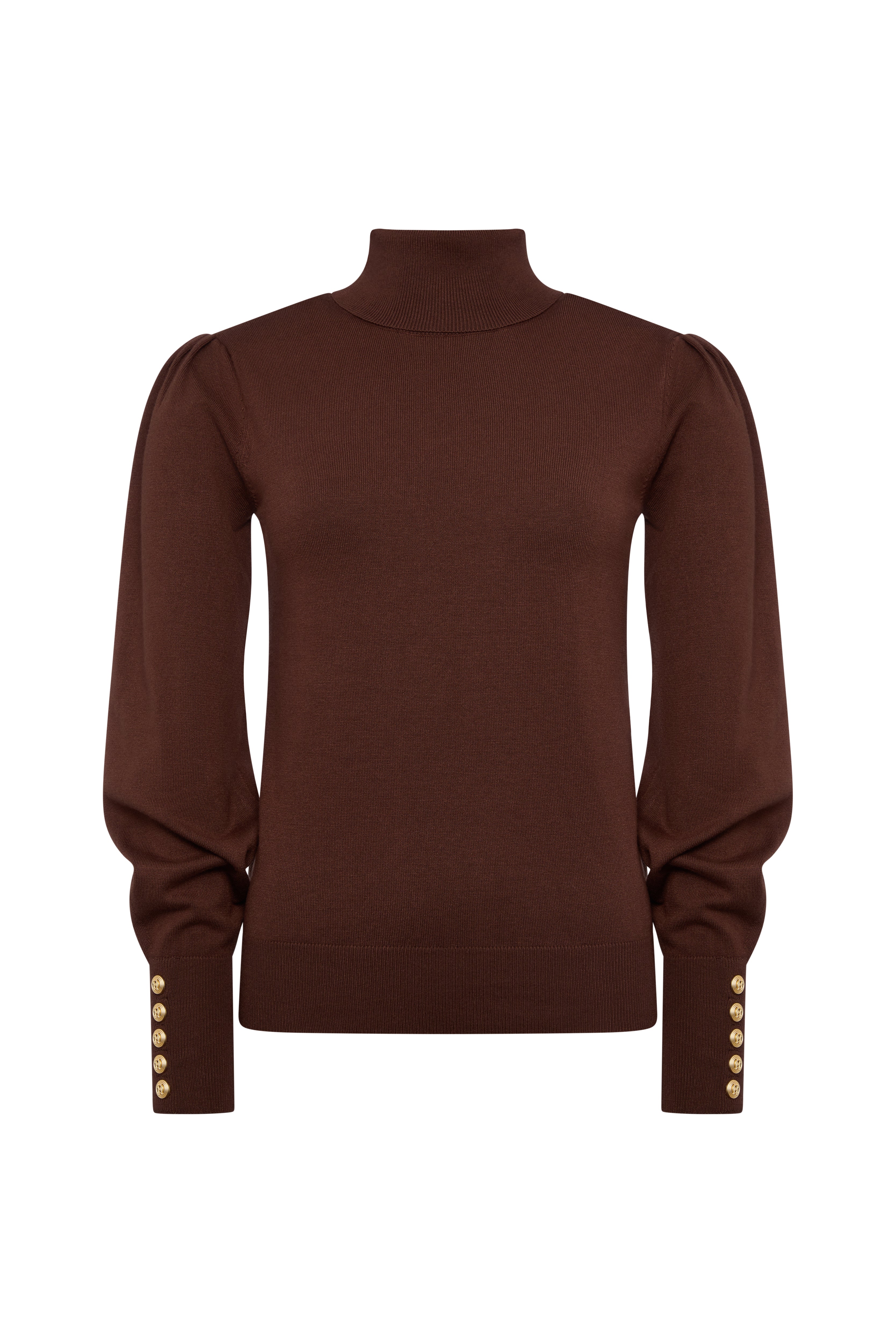 Structured Kelsie Roll Neck Knit (Cocoa)