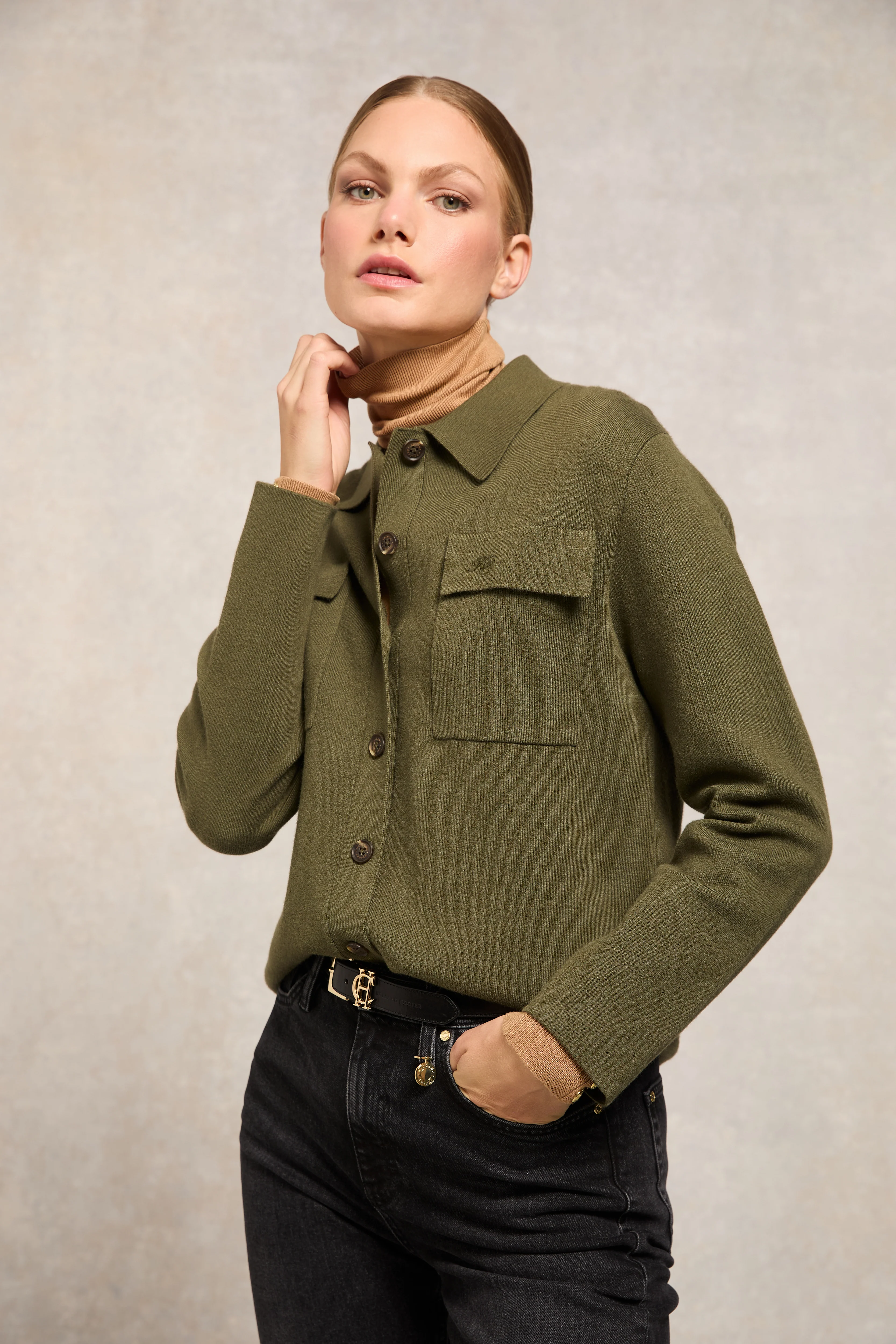 Maria Knitted Overshirt (Moss)