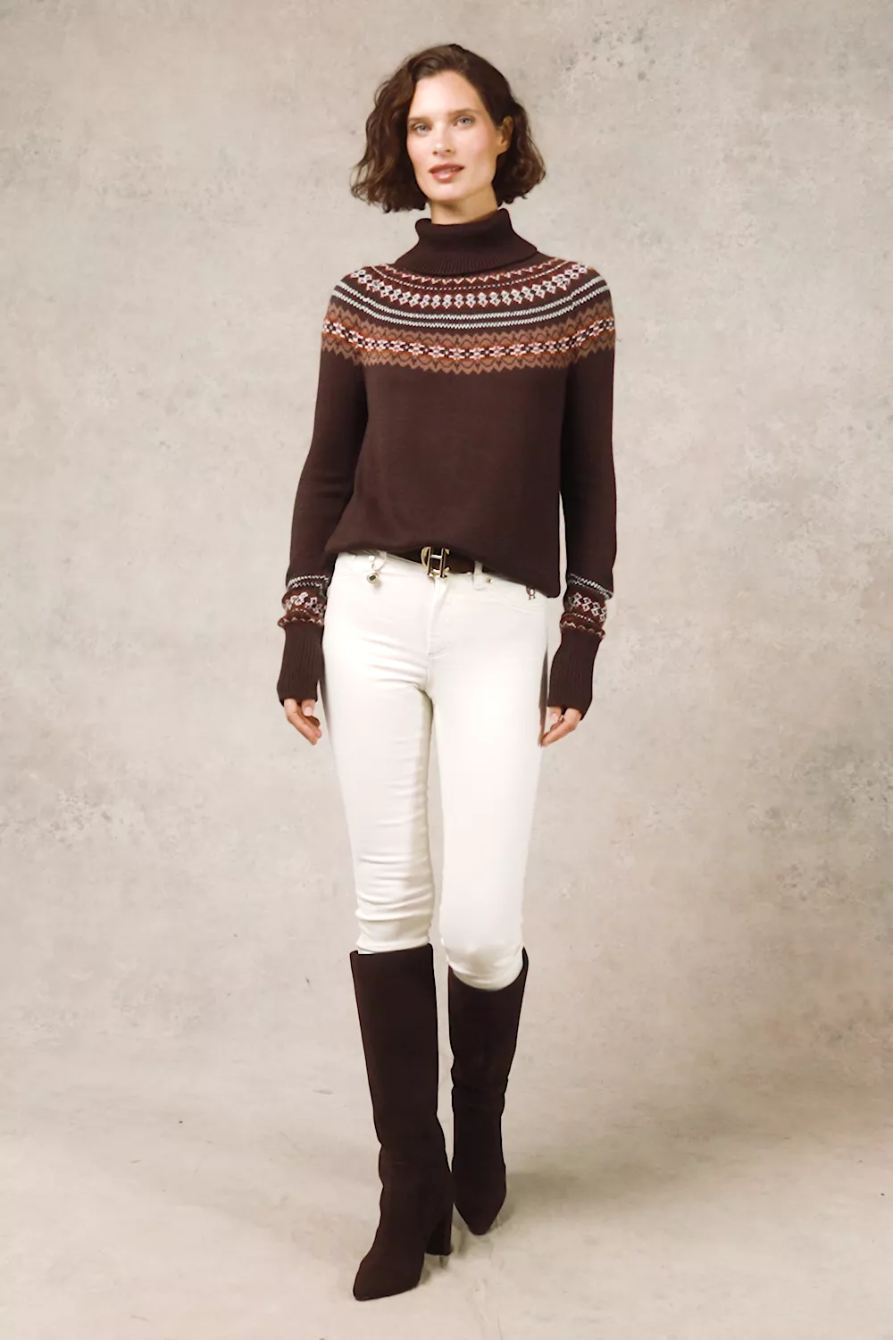 Whistler Roll Neck Knit (Chocolate)