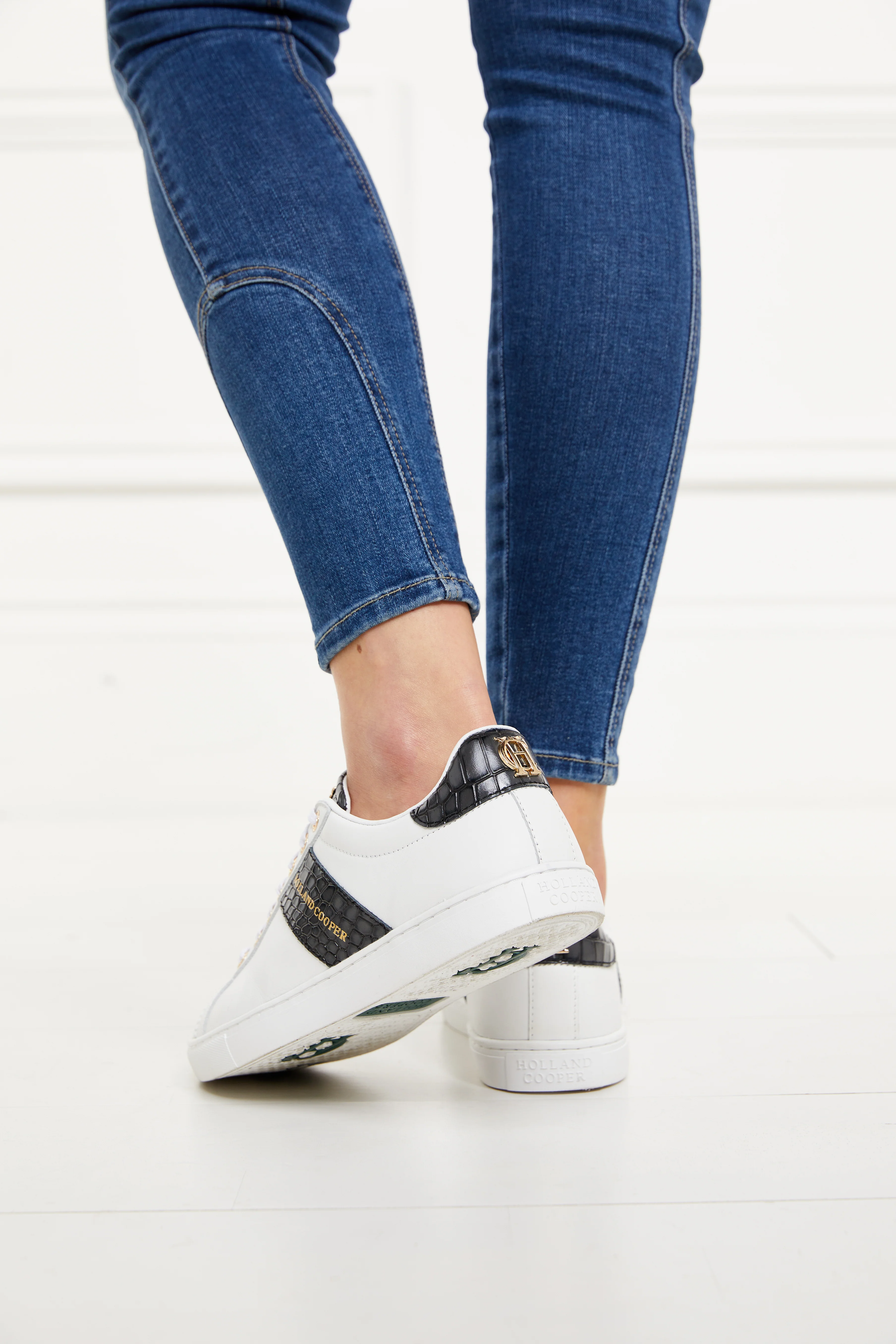 Knightsbridge Court Trainer (Black Croc)