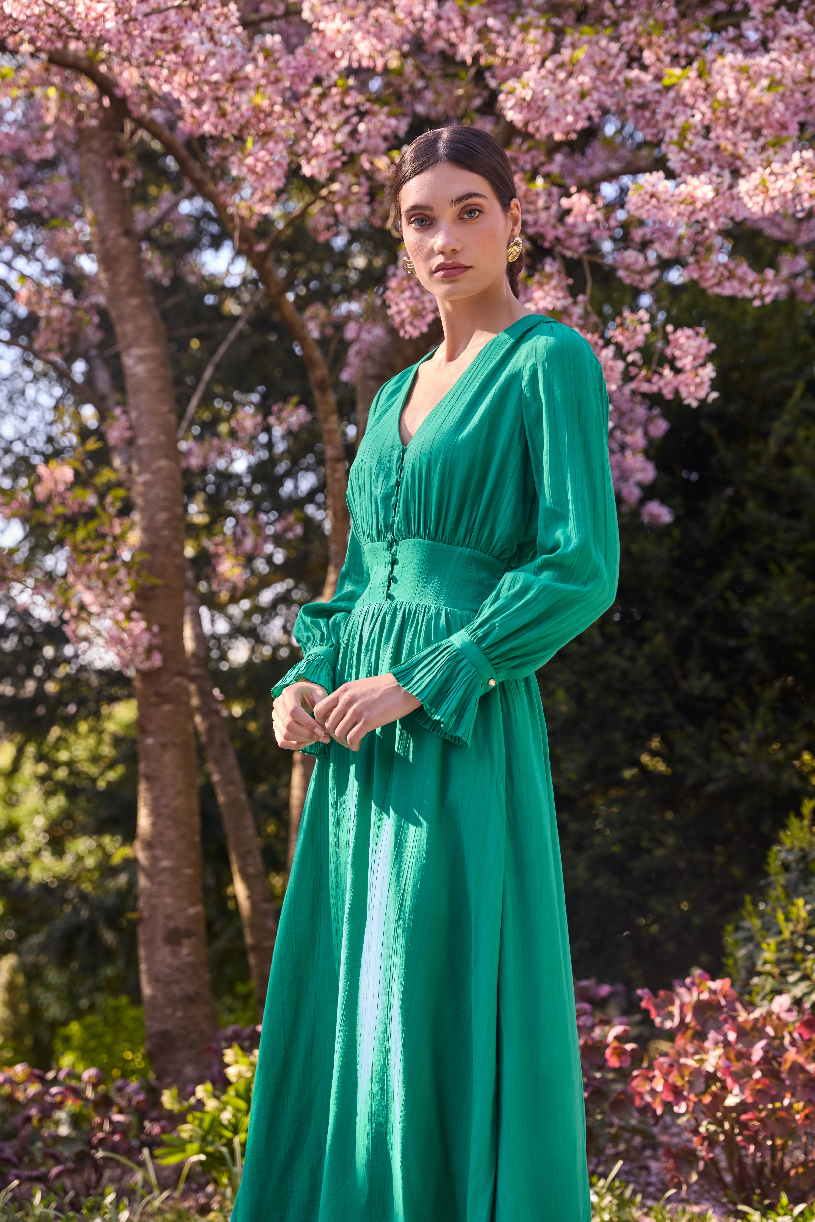 Phoebe V-Neck Maxi Dress (Jewel Green)