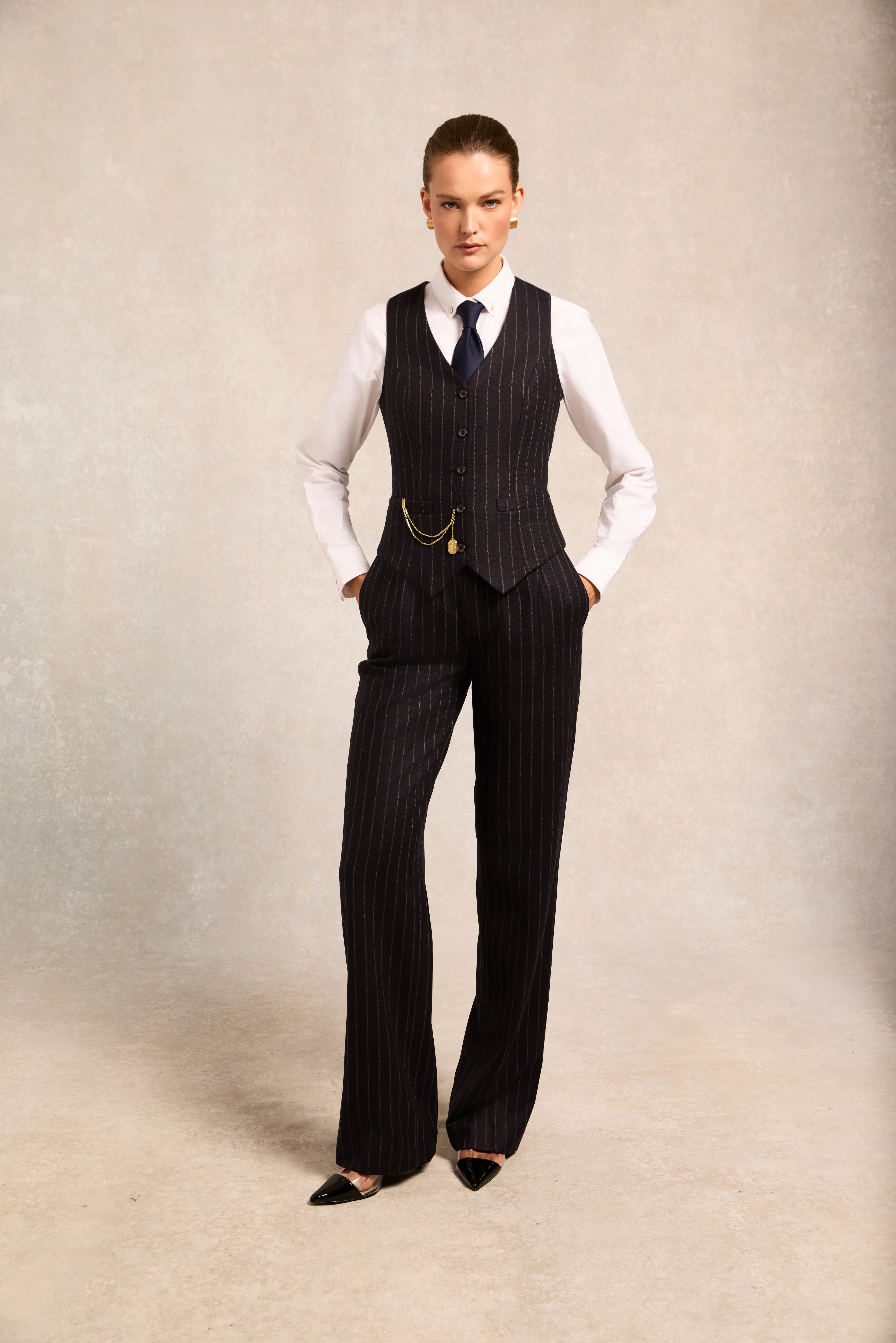 Hampton Waistcoat (Navy Chalk Pinstripe)