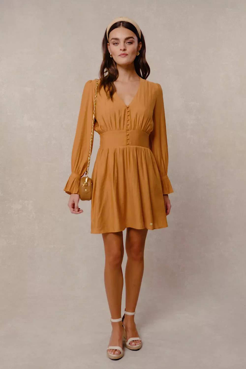 Phoebe V-Neck Mini Dress (Sienna)