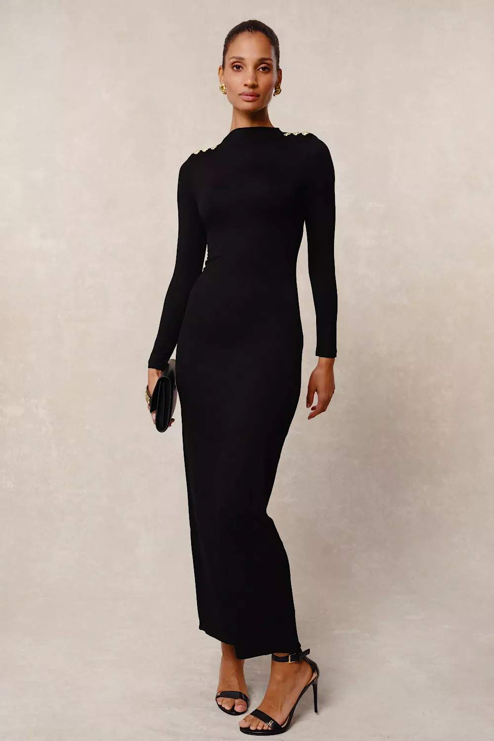 Harper Long Sleeve Maxi Dress (Black)