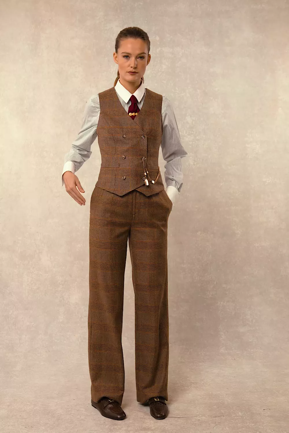 Kensington Waistcoat (Clarence Check Merlot)