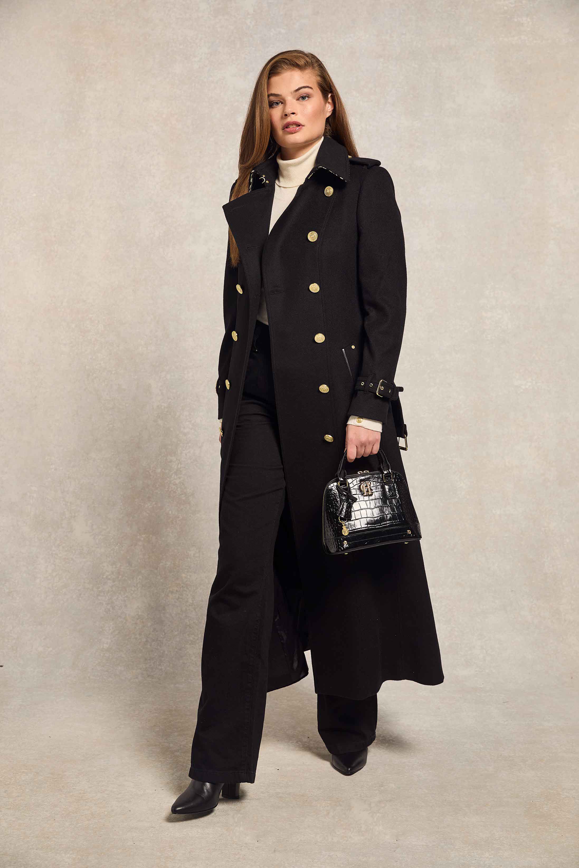 Full Length Marlborough Trench Coat (Soft Black)
