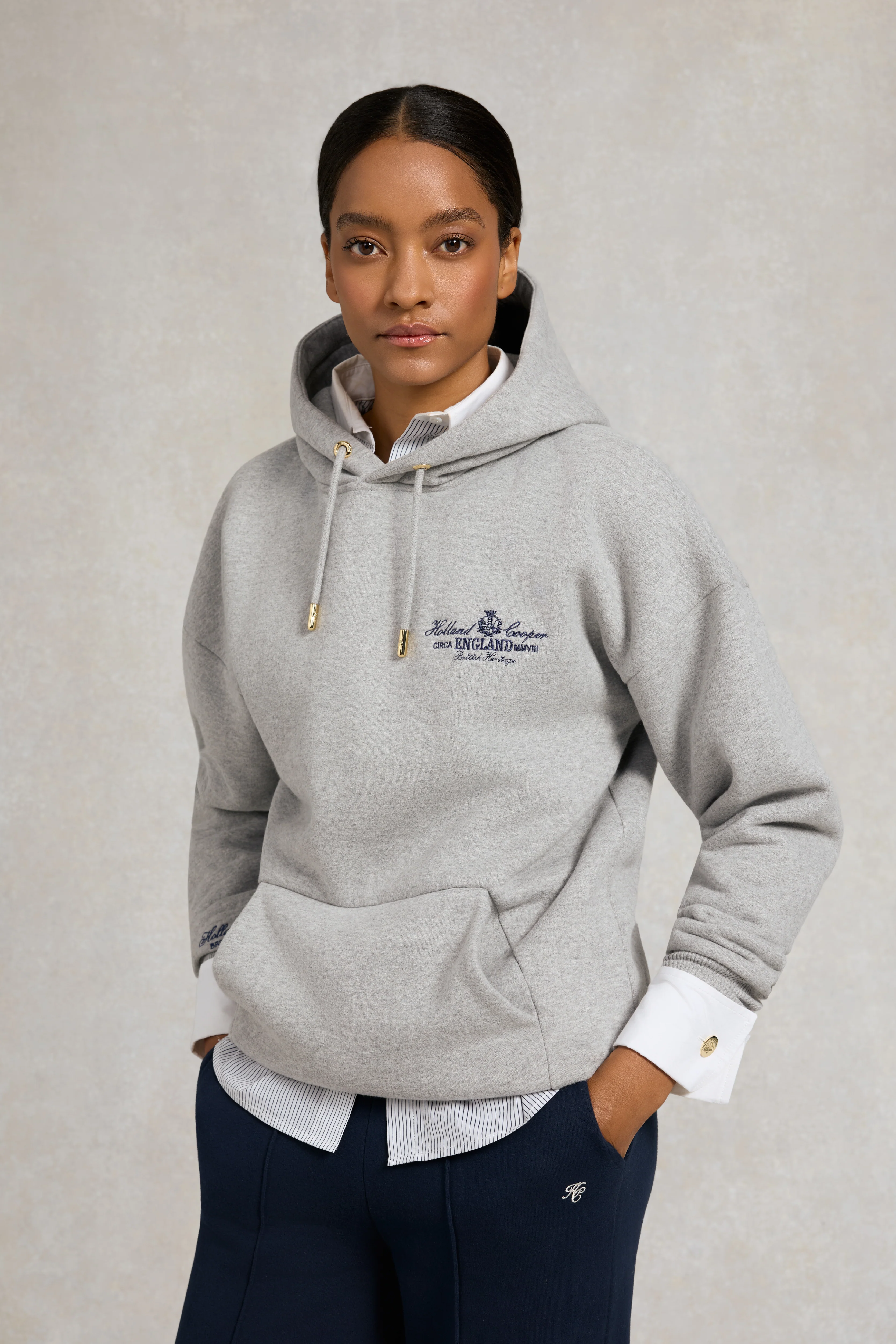 Relaxed Fit Script Hoodie (Grey Marl)