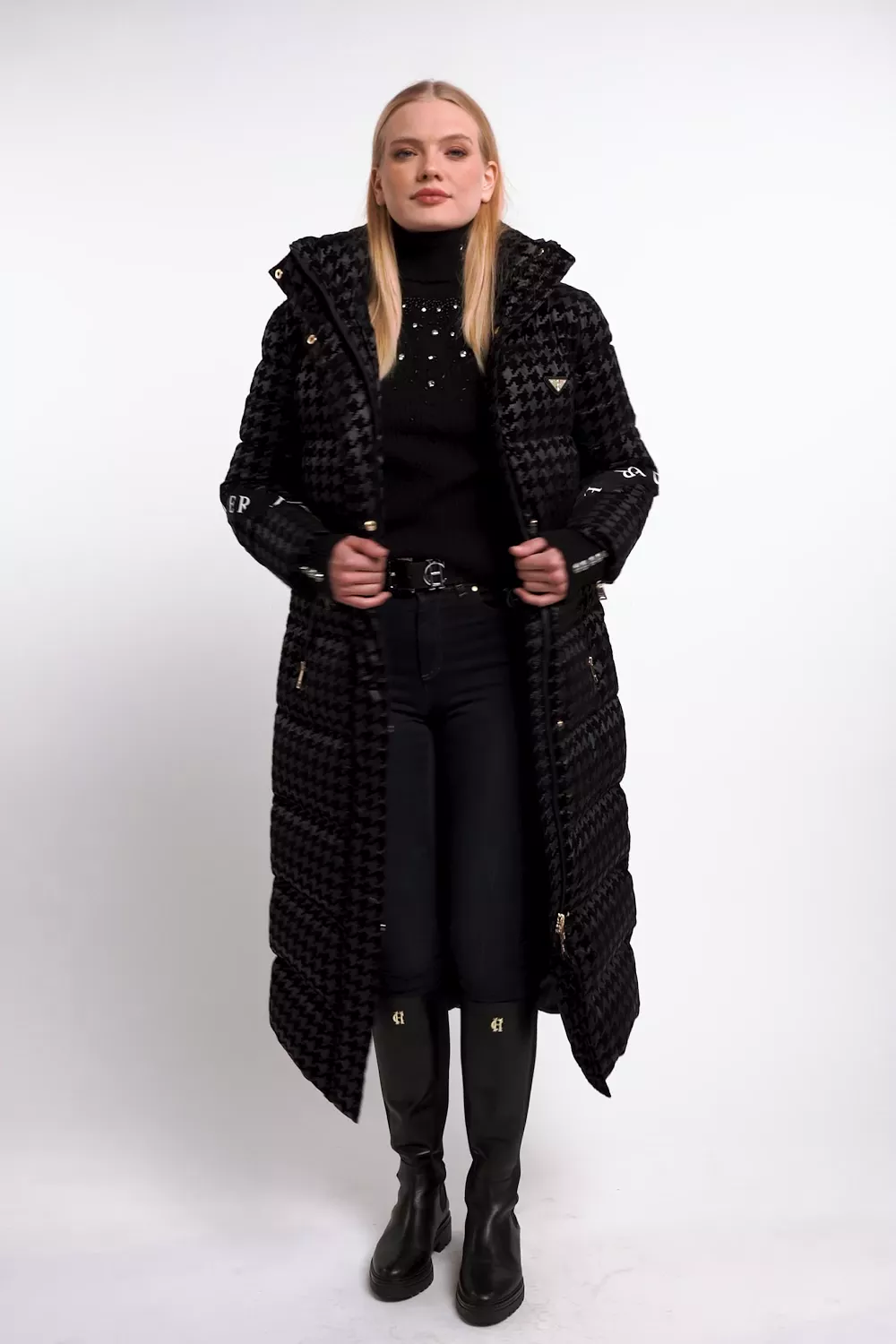 Kelsie Rib Embellished Roll Neck (Black)