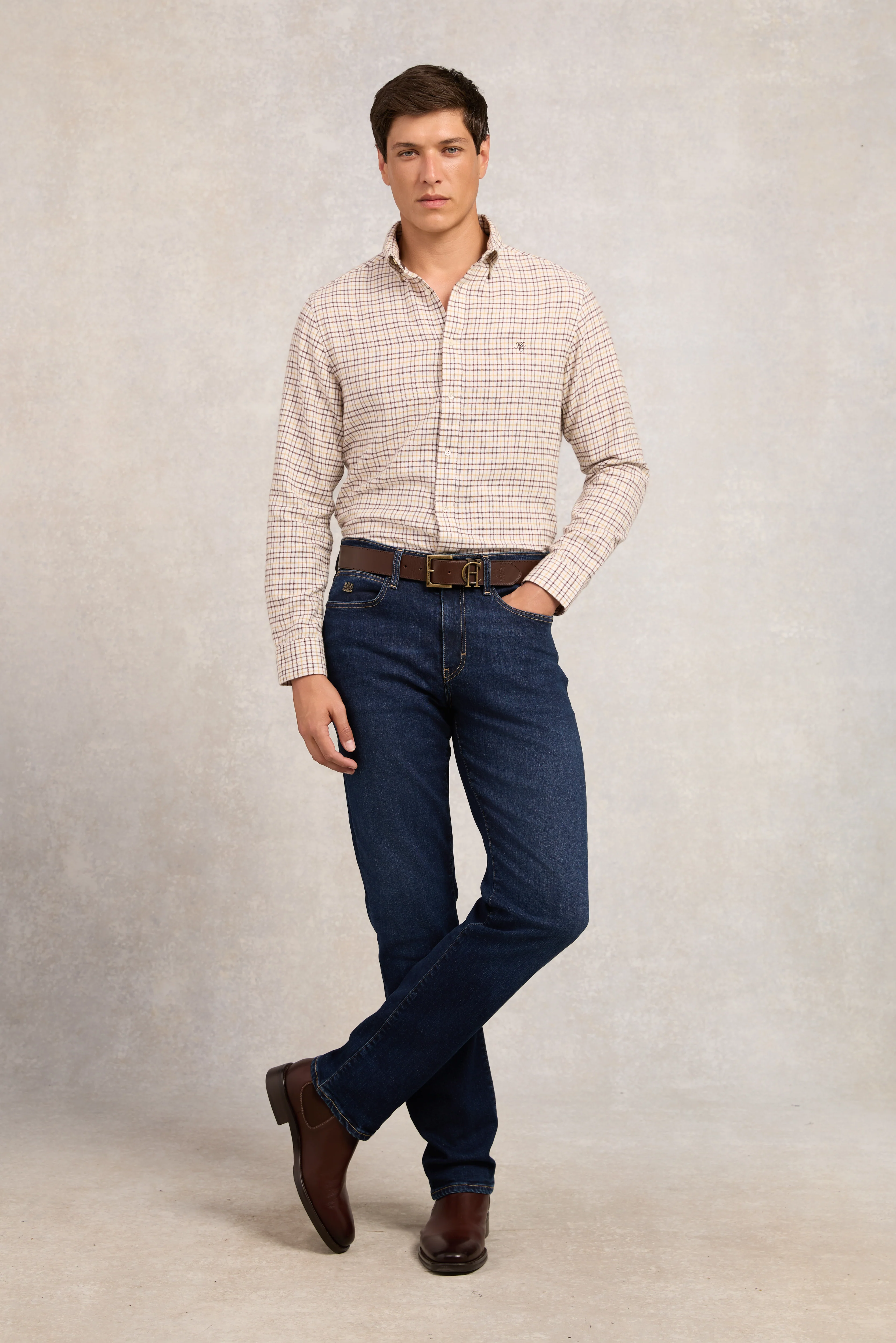 Classic Button Down Shirt (Cheltenham Camel Check)