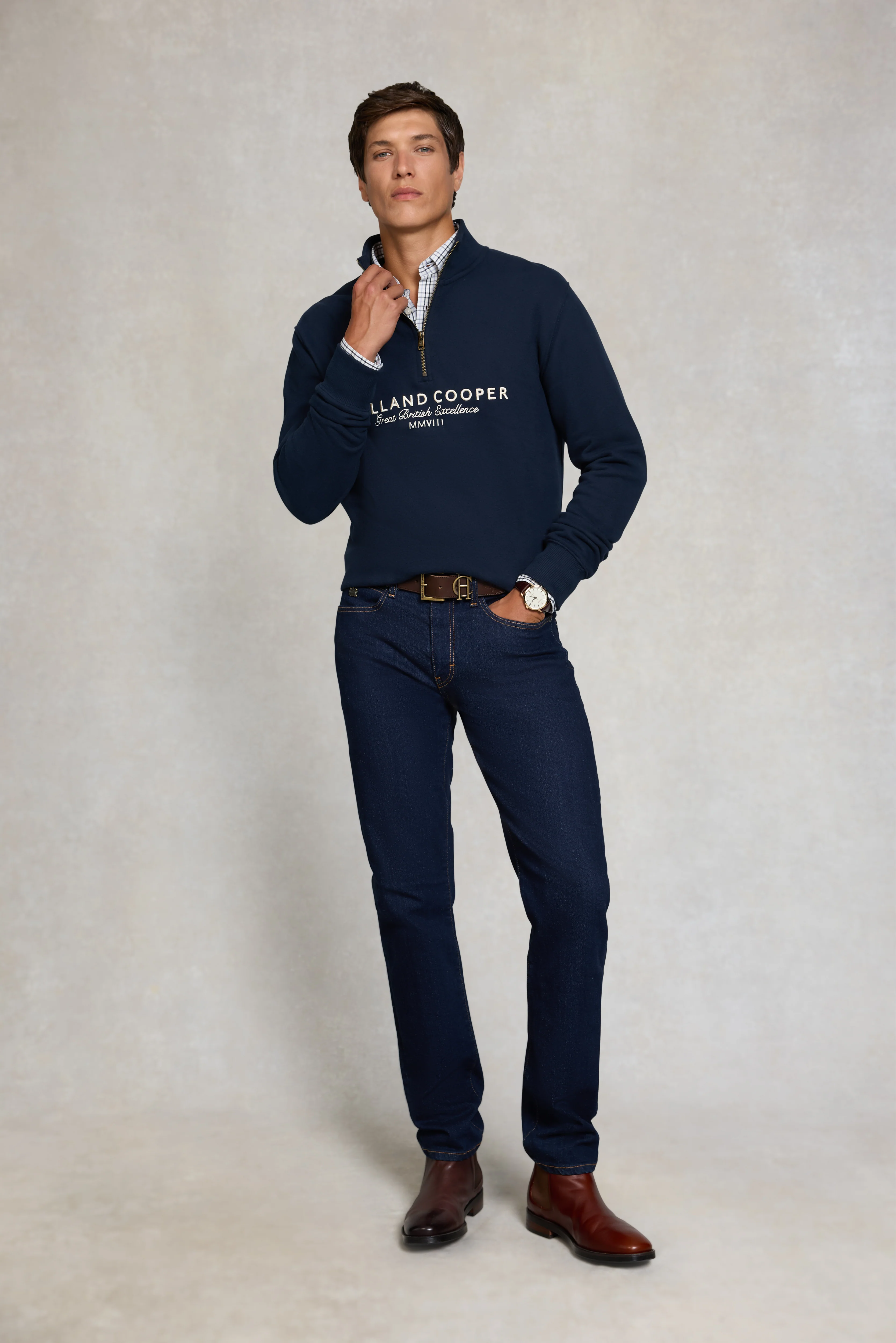 Men's Sporting Goods Zip Henley (Ink Navy)