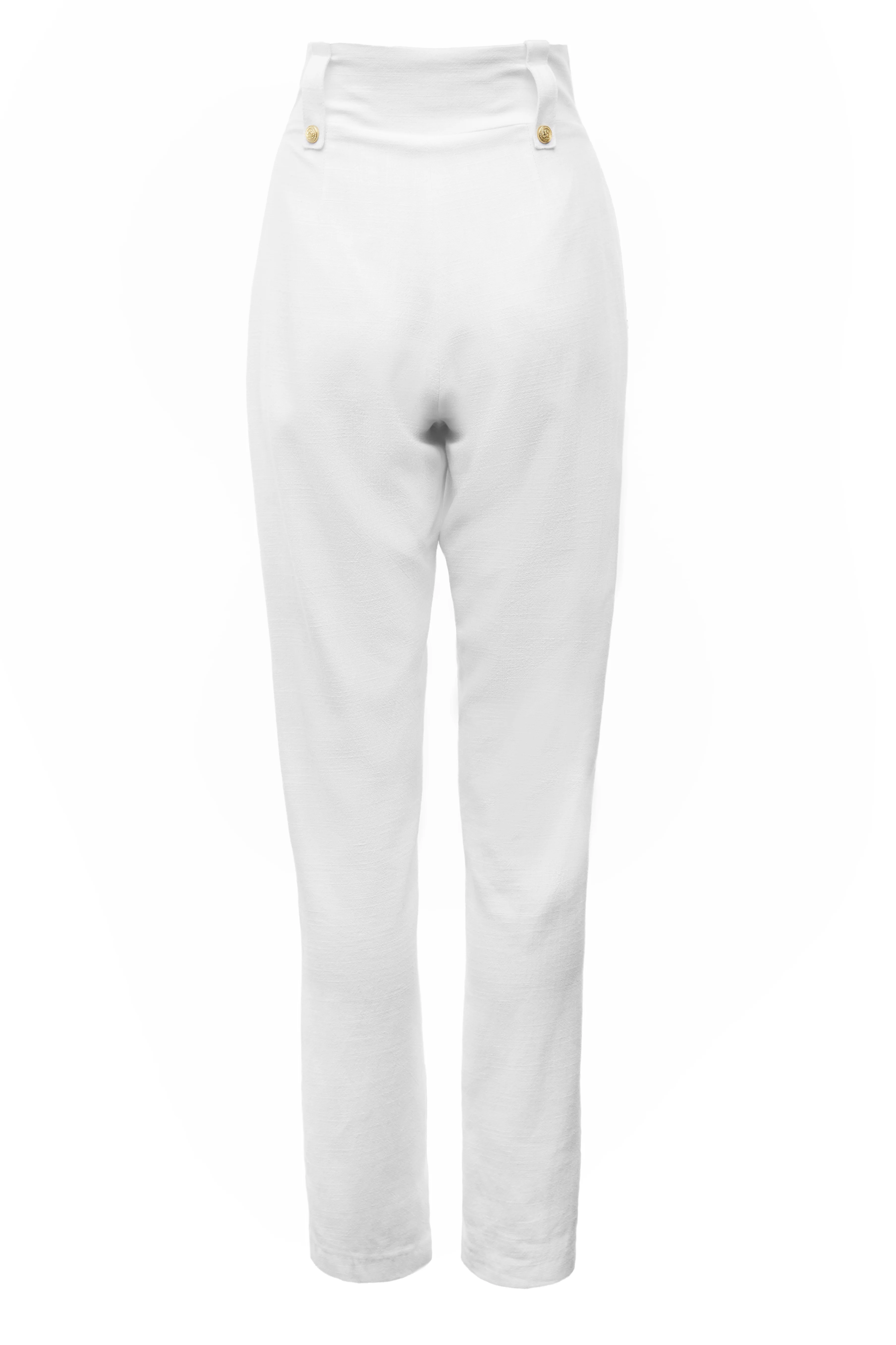 High Waisted Peg Trouser (Oyster Linen)