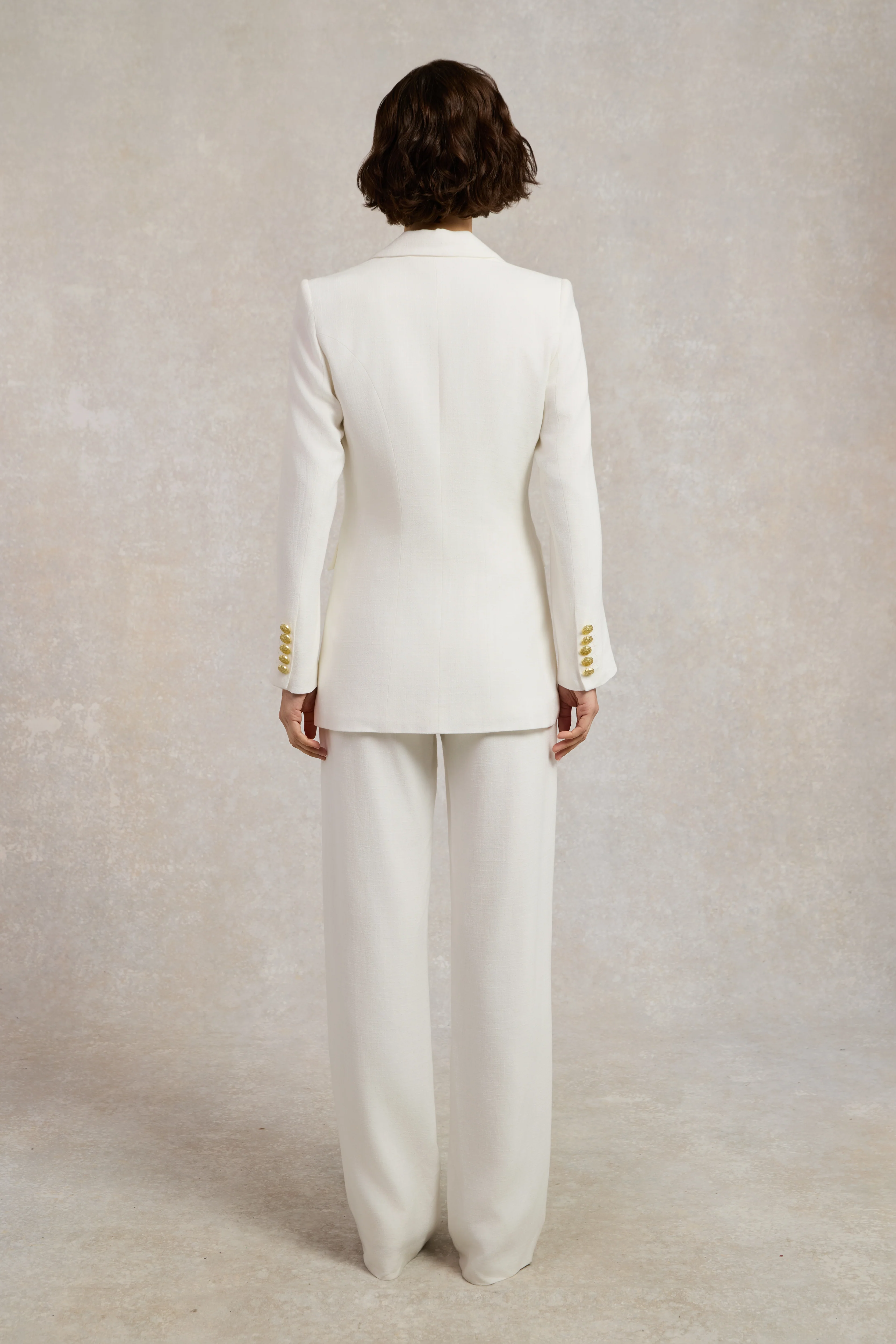 Double Breasted Blazer (Oyster Linen)