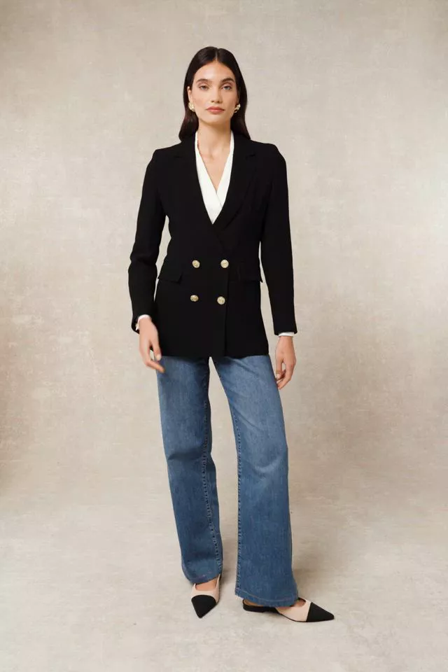 Double Breasted Blazer (Black Linen)