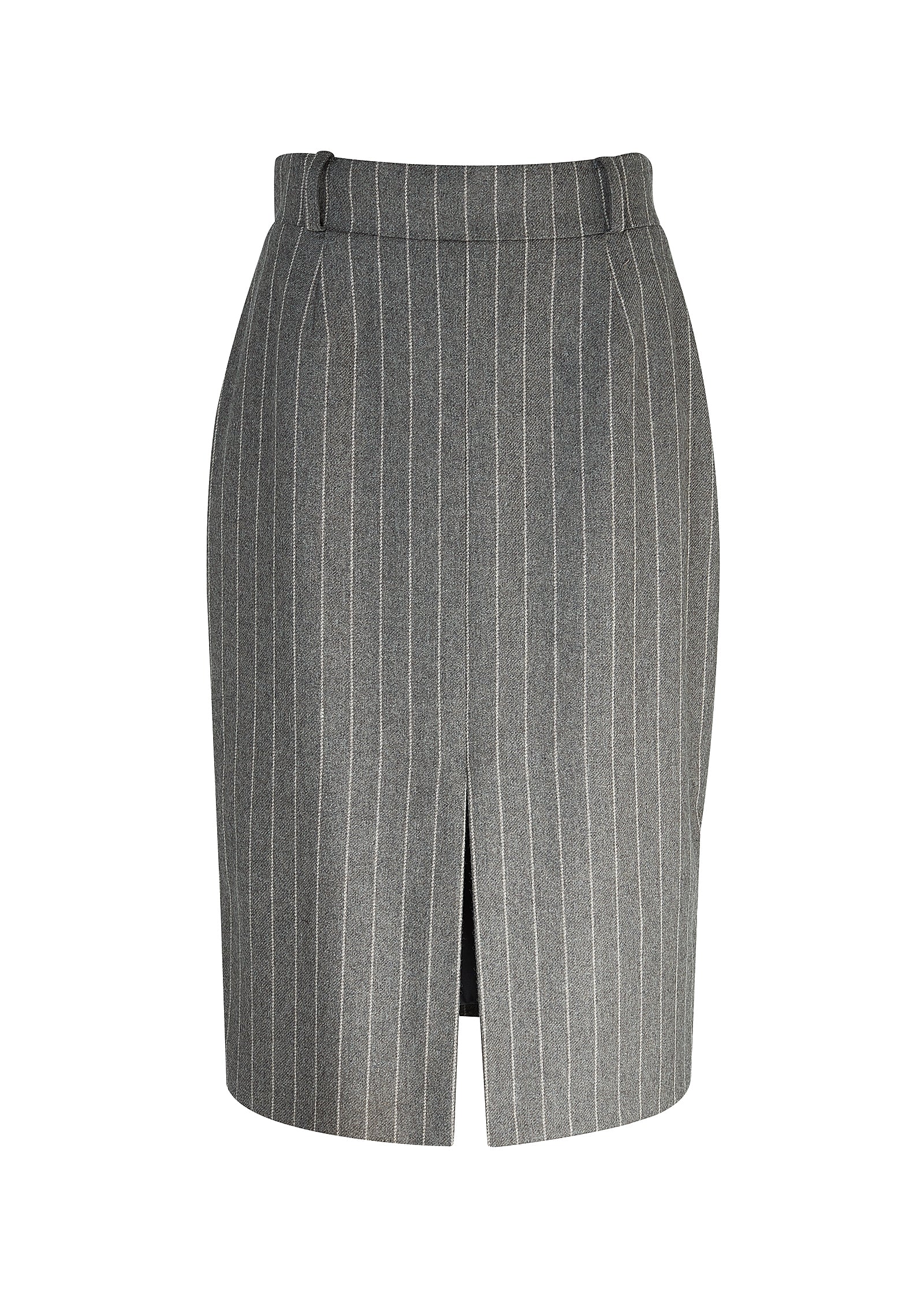 Mayfair Pencil Skirt (Soft Grey Pinstripe)
