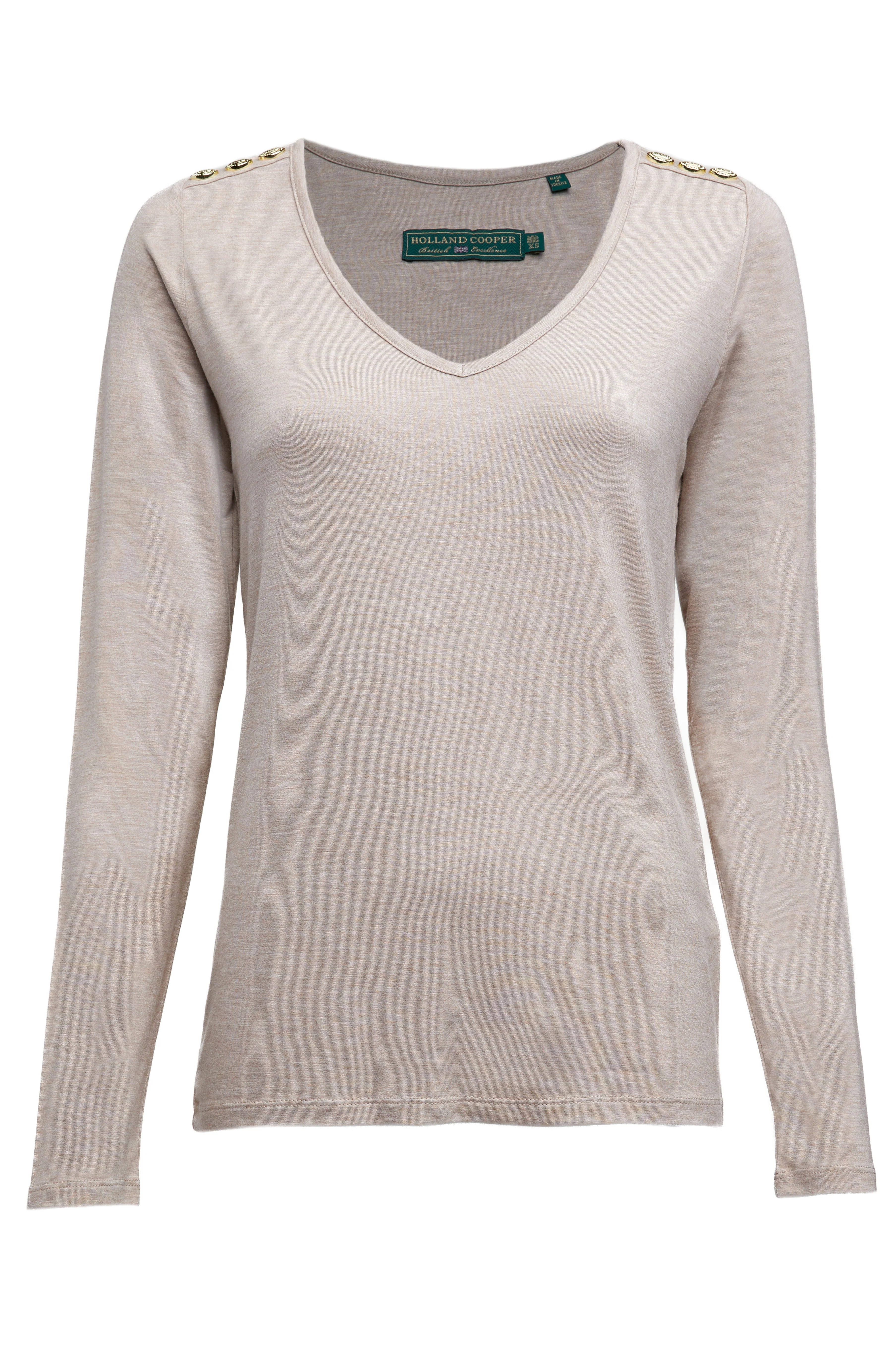 Long Sleeve V-Neck Tee (Oatmeal)