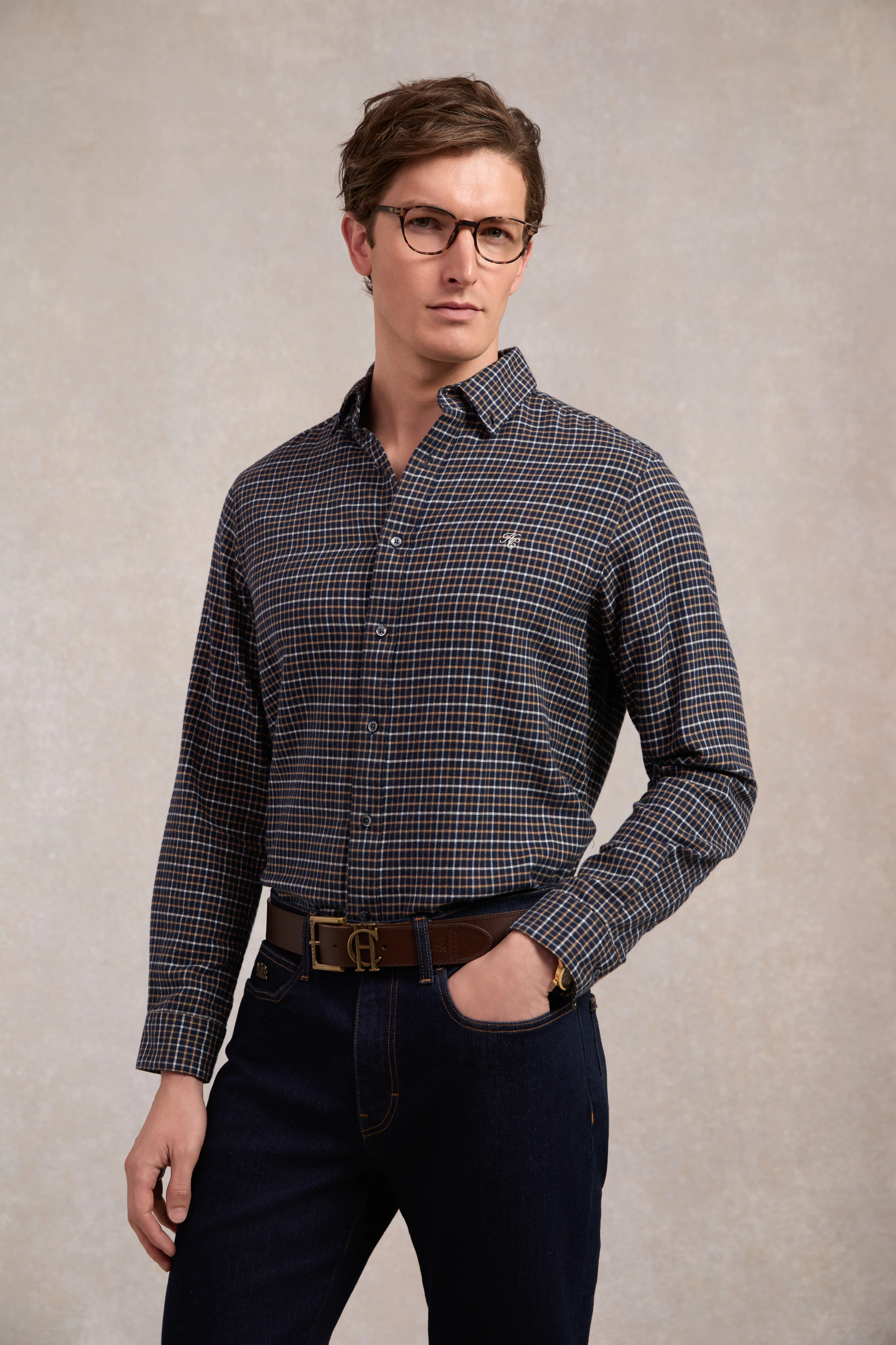 Classic Button Down Shirt (Cheltenham Navy Check)