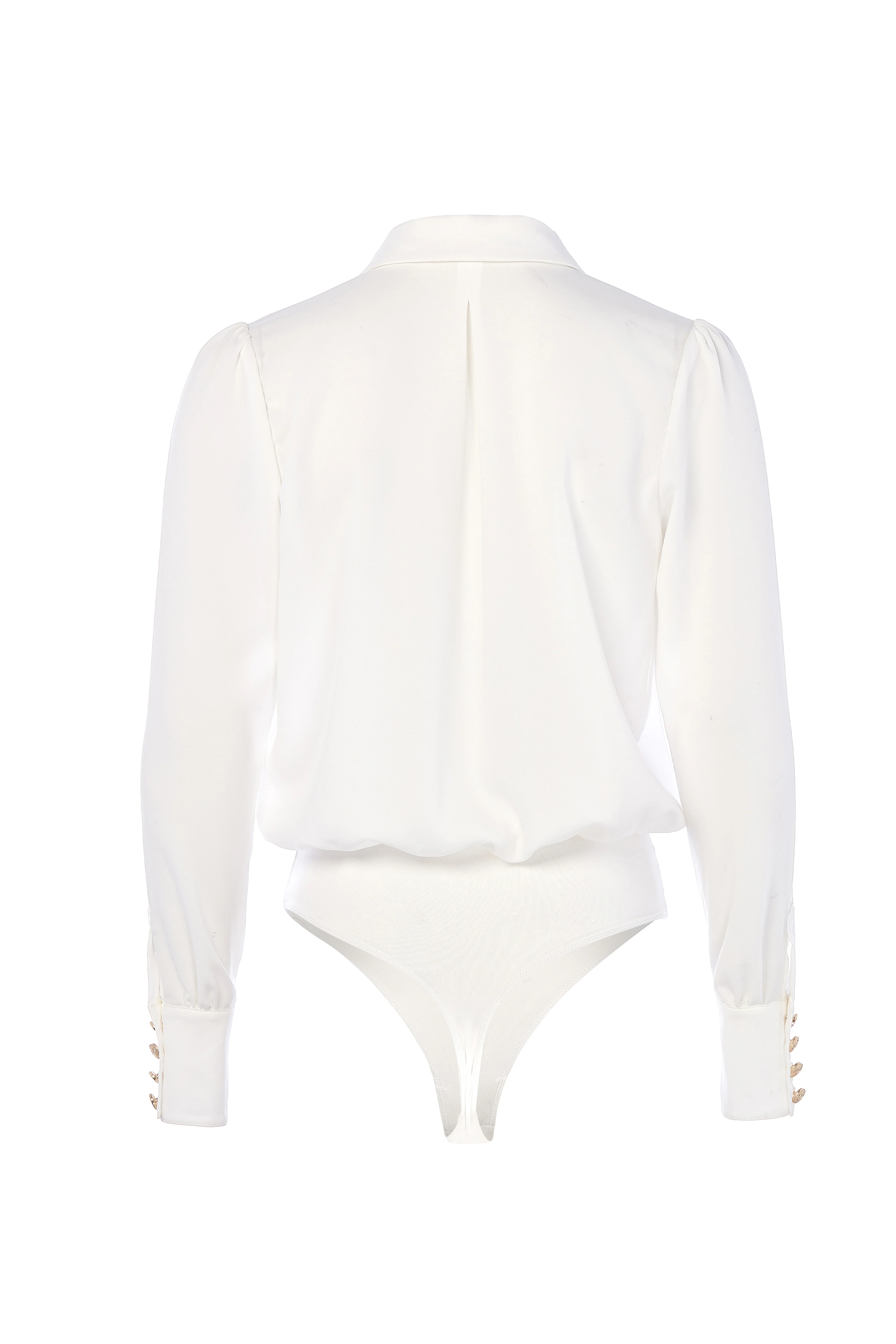 Cupro Shirt Bodysuit (White)