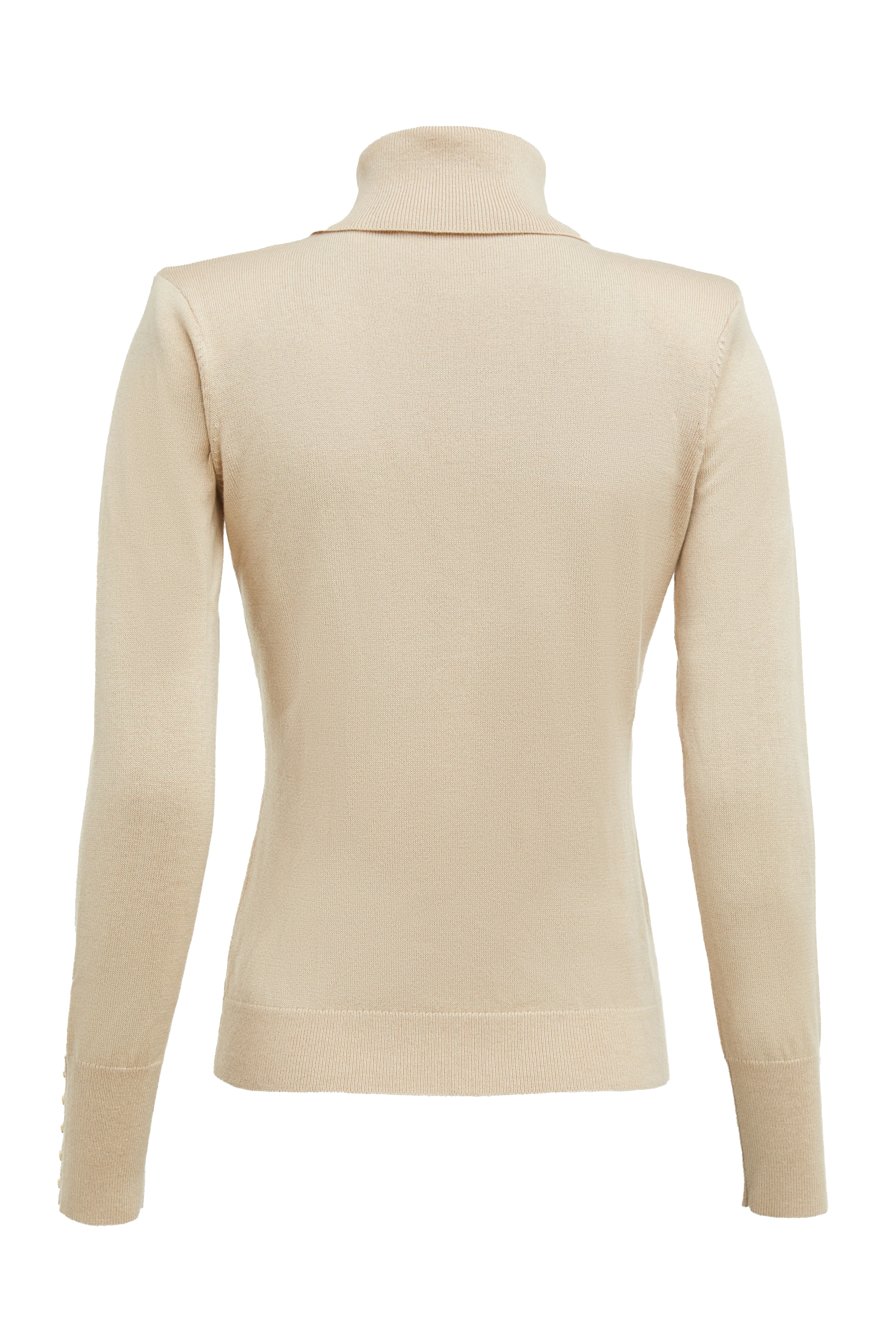 Victoria Cashmere Roll Neck (Stone)